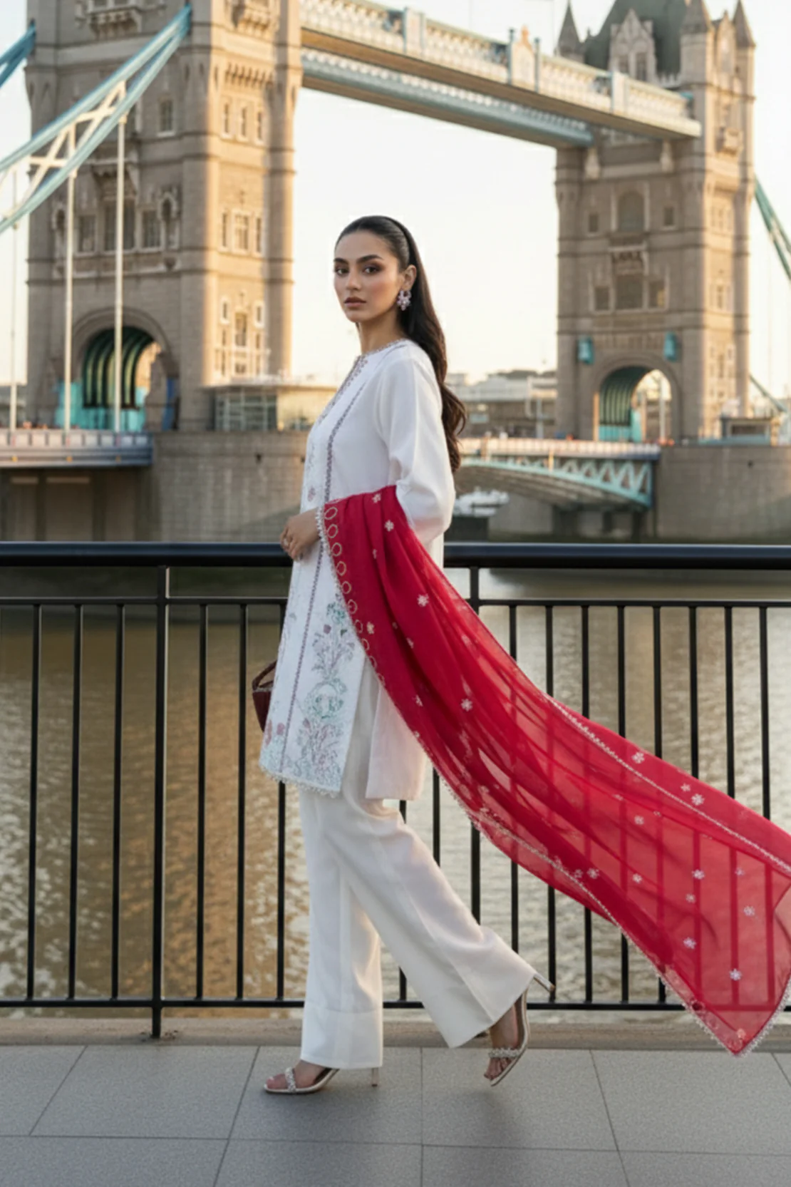 Embroidered - 3 Pc Lawn Suit (Dyed Embroidered Dupatta) - Image 3