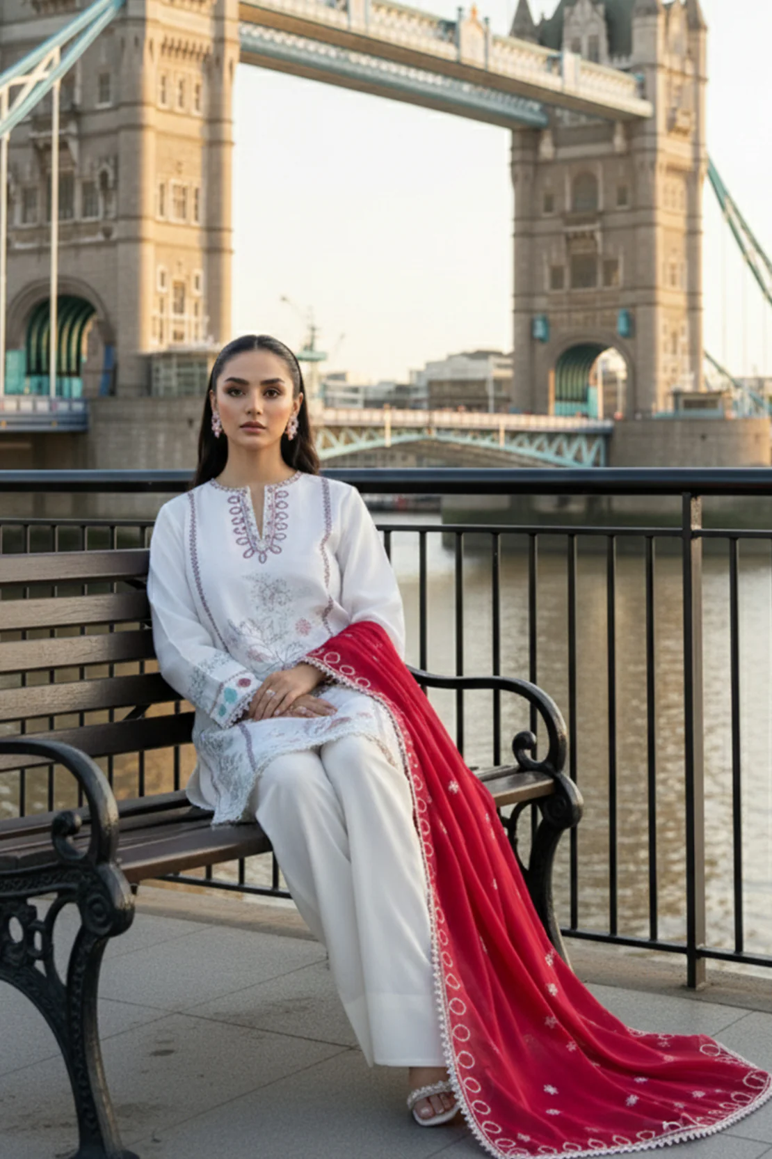 Embroidered - 3 Pc Lawn Suit (Dyed Embroidered Dupatta) - Image 4