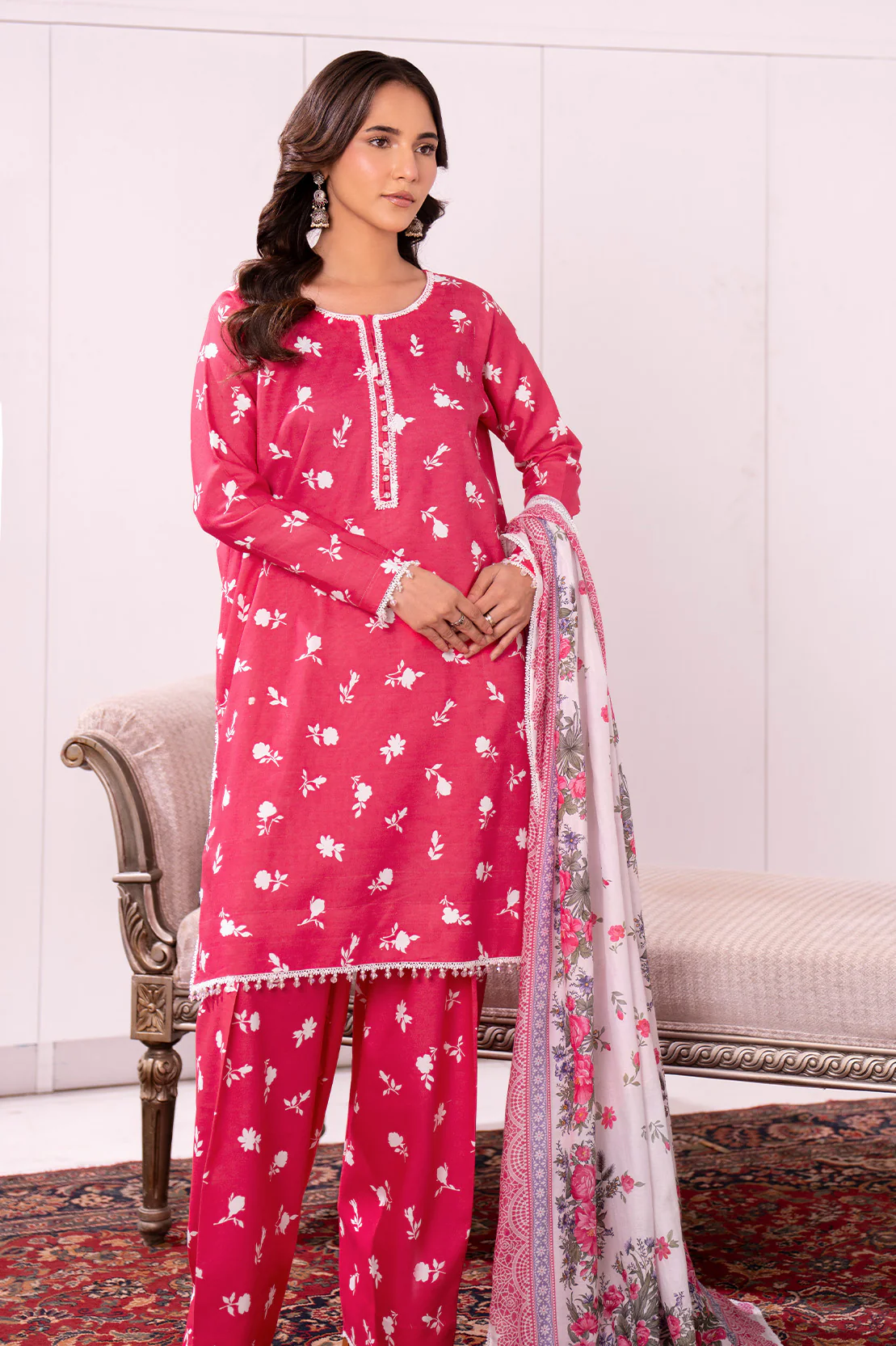 Printed - 3 Pc Lawn Suit (Lawn Dupatta) - Image 5