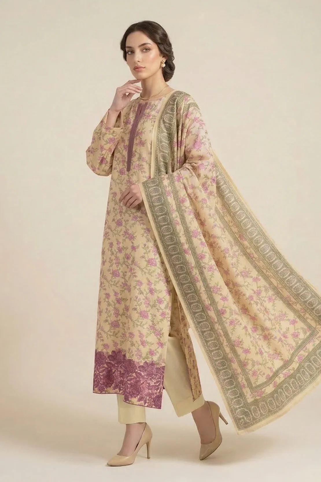 Embroidered - 2 Pc Lawn Suit (Shirt & Dupatta) - Image 3
