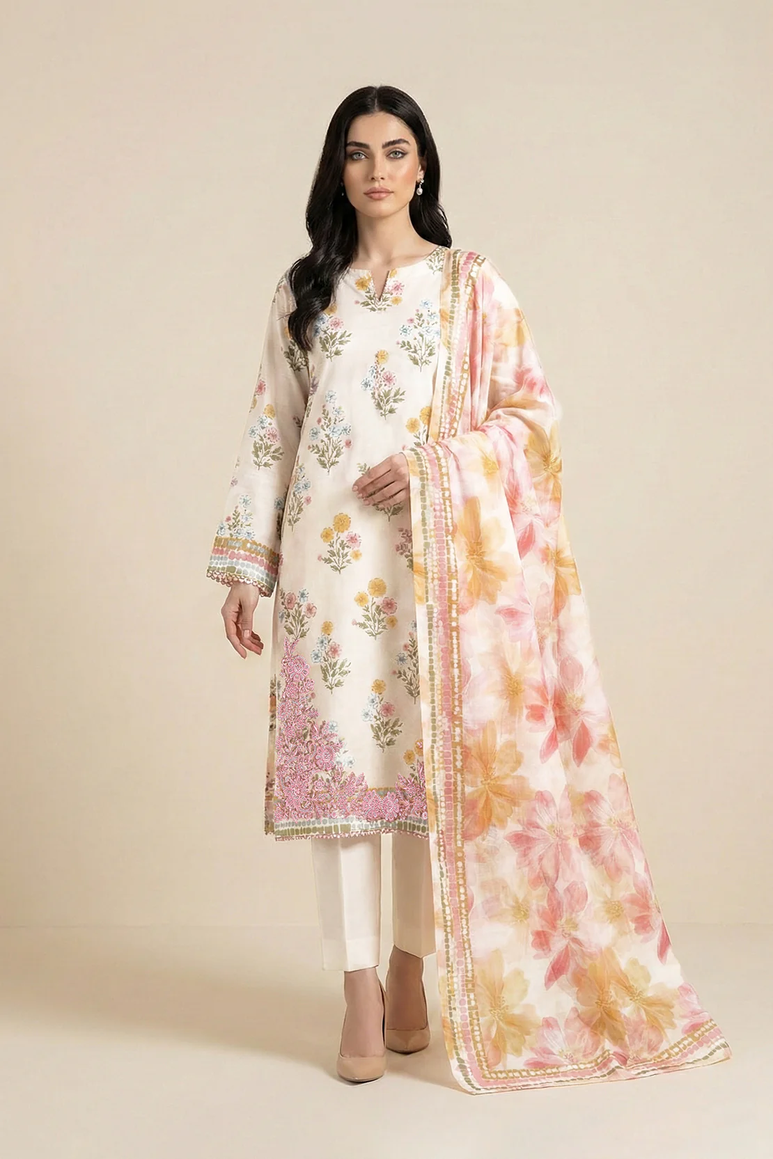 Embroidered - 2 Pc Lawn Suit (Shirt & Dupatta)