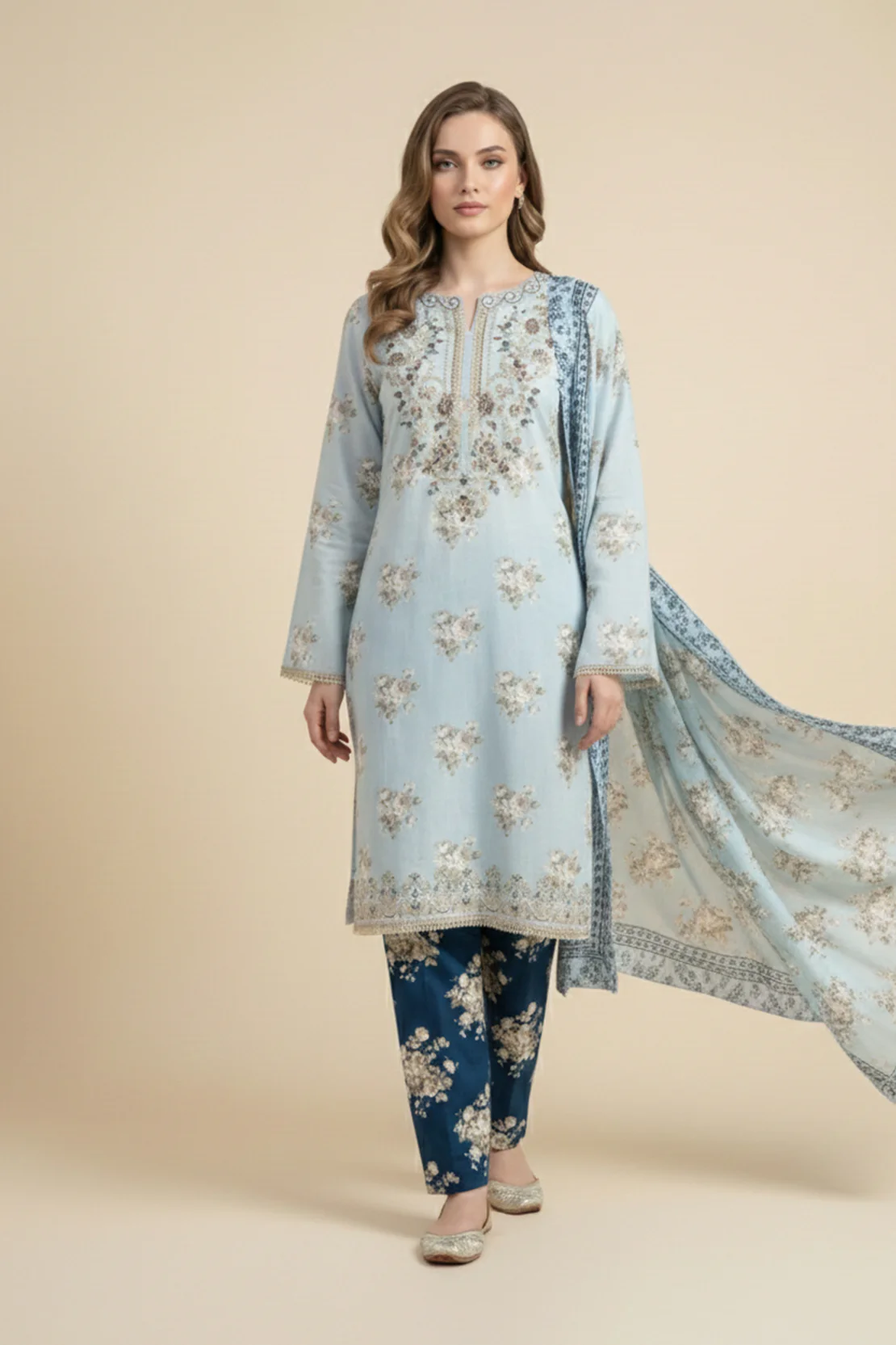 Embroidered - 3 Pc Lawn Suit - Image 3