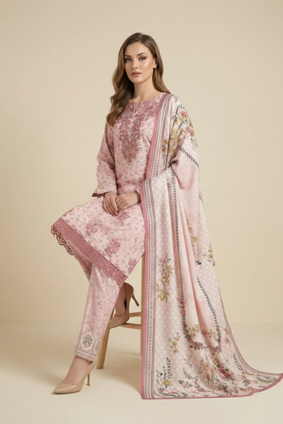Embroidered - 3 Pc Lawn Suit - Image 4