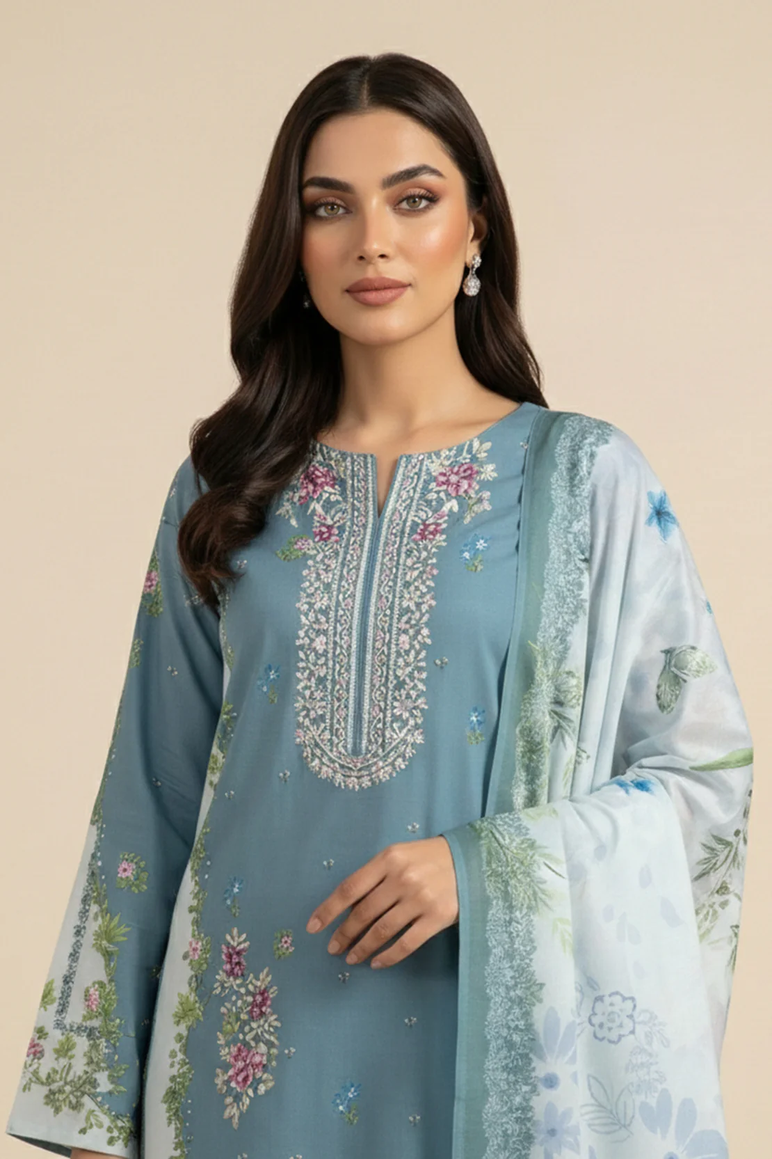 Embroidered - 3 Pc Lawn Suit - Image 2