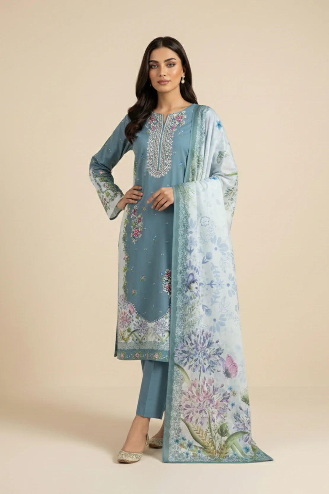 Embroidered - 3 Pc Lawn Suit - Image 4