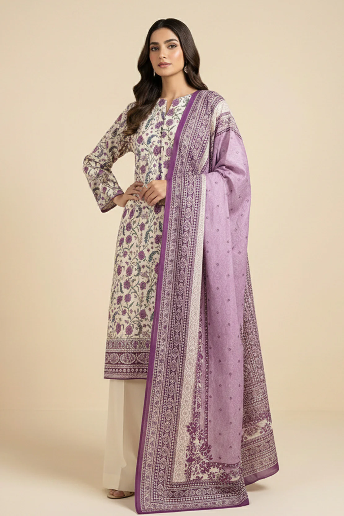 Printed - 3 Pc Lawn Suit - Image 4