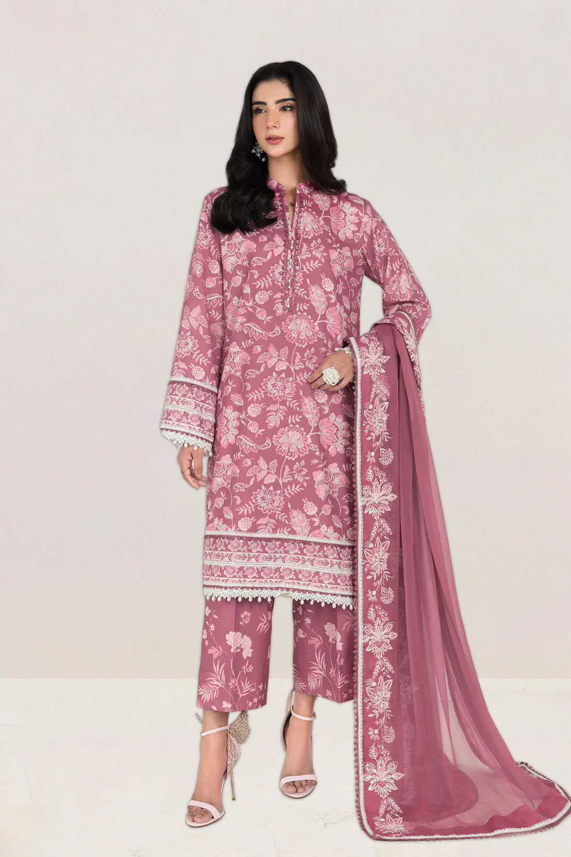 Embroidered - 3 Pc Lawn Suit (Embroidered Chiffon Dupatta) - Image 3