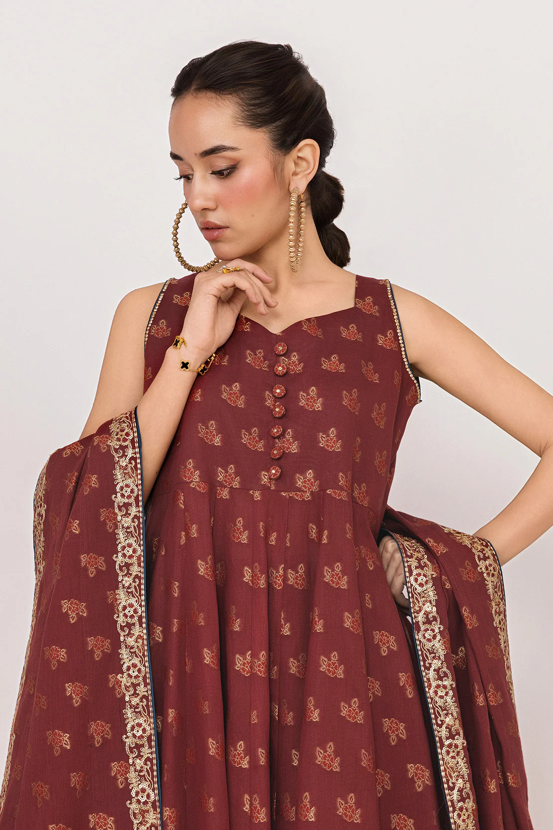 Festive Jacquard - 2 Pc Suit (Shirt & Dupatta) - Image 3