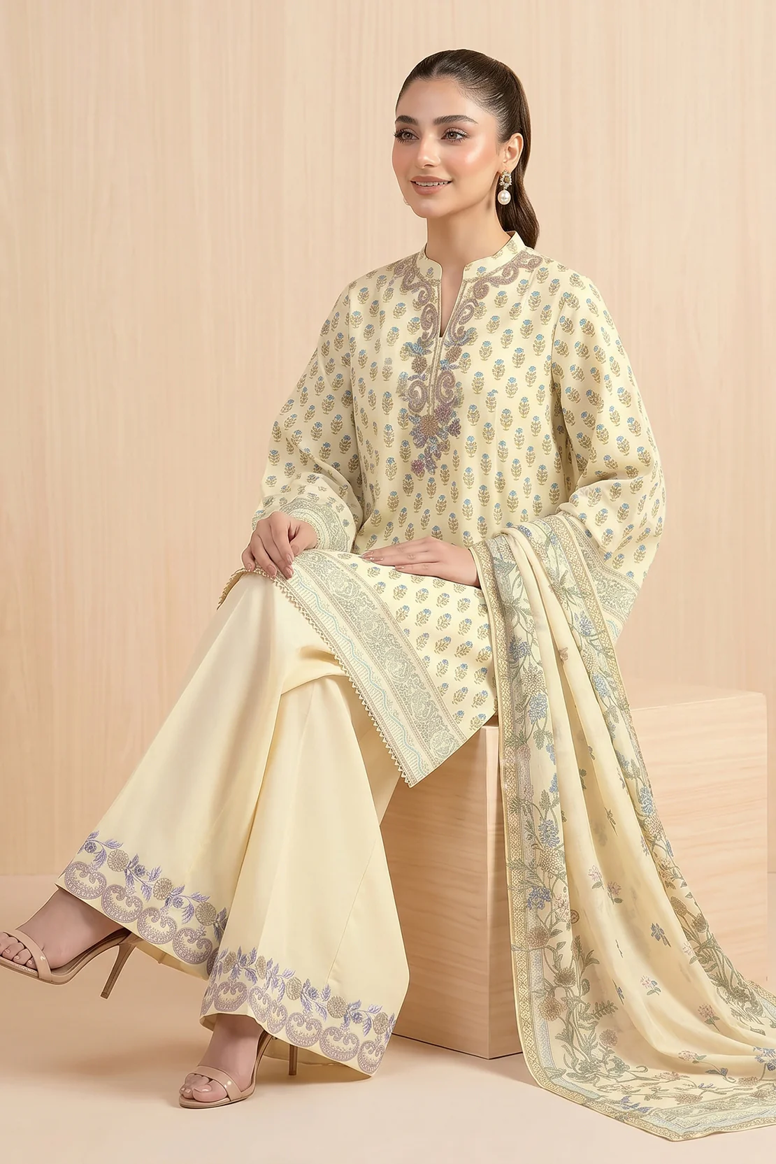 Embroidered - 3 Pc Lawn Suit - Image 3