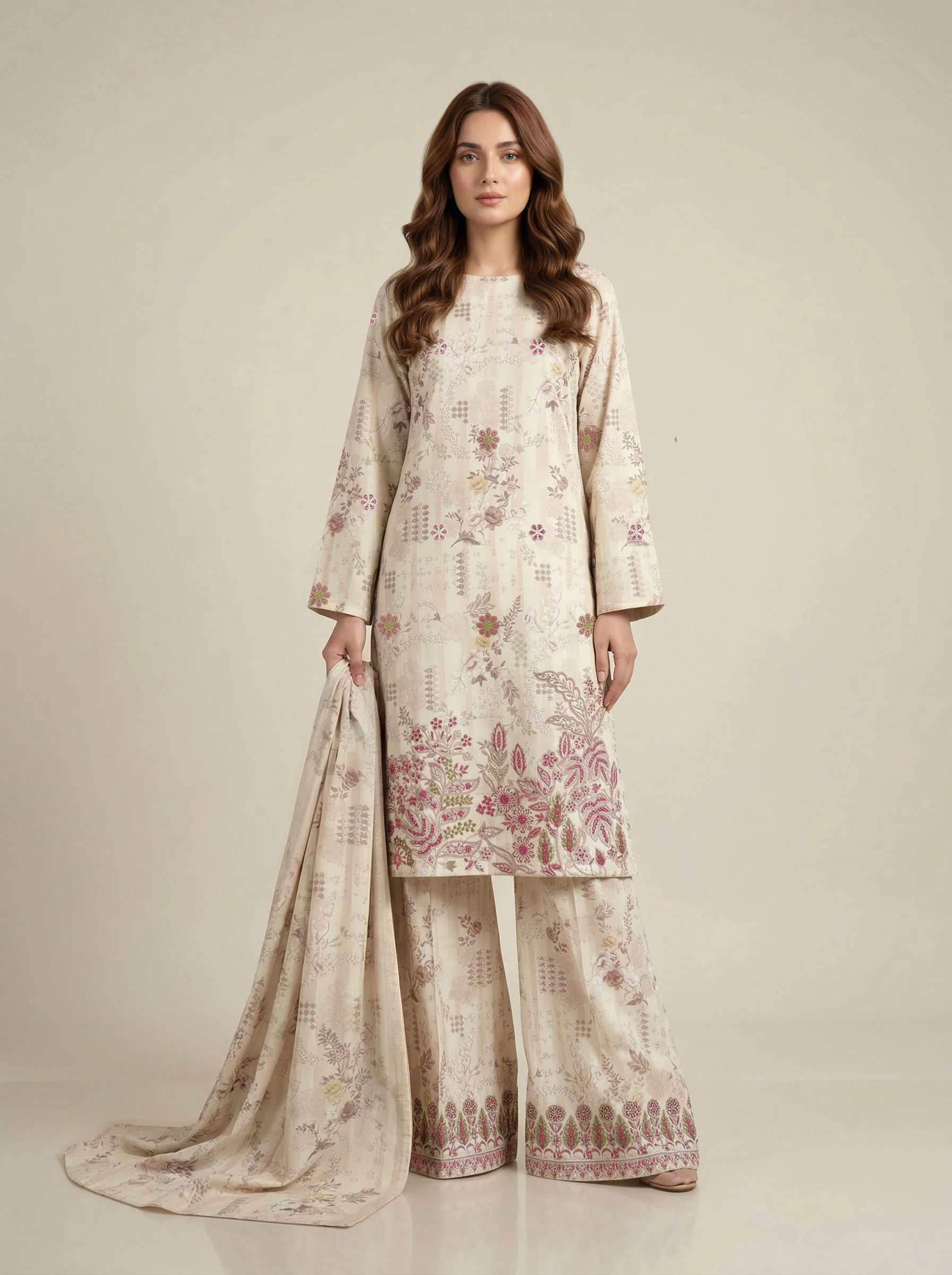 Embroidered - 3 Pc Lawn Suit - Image 7