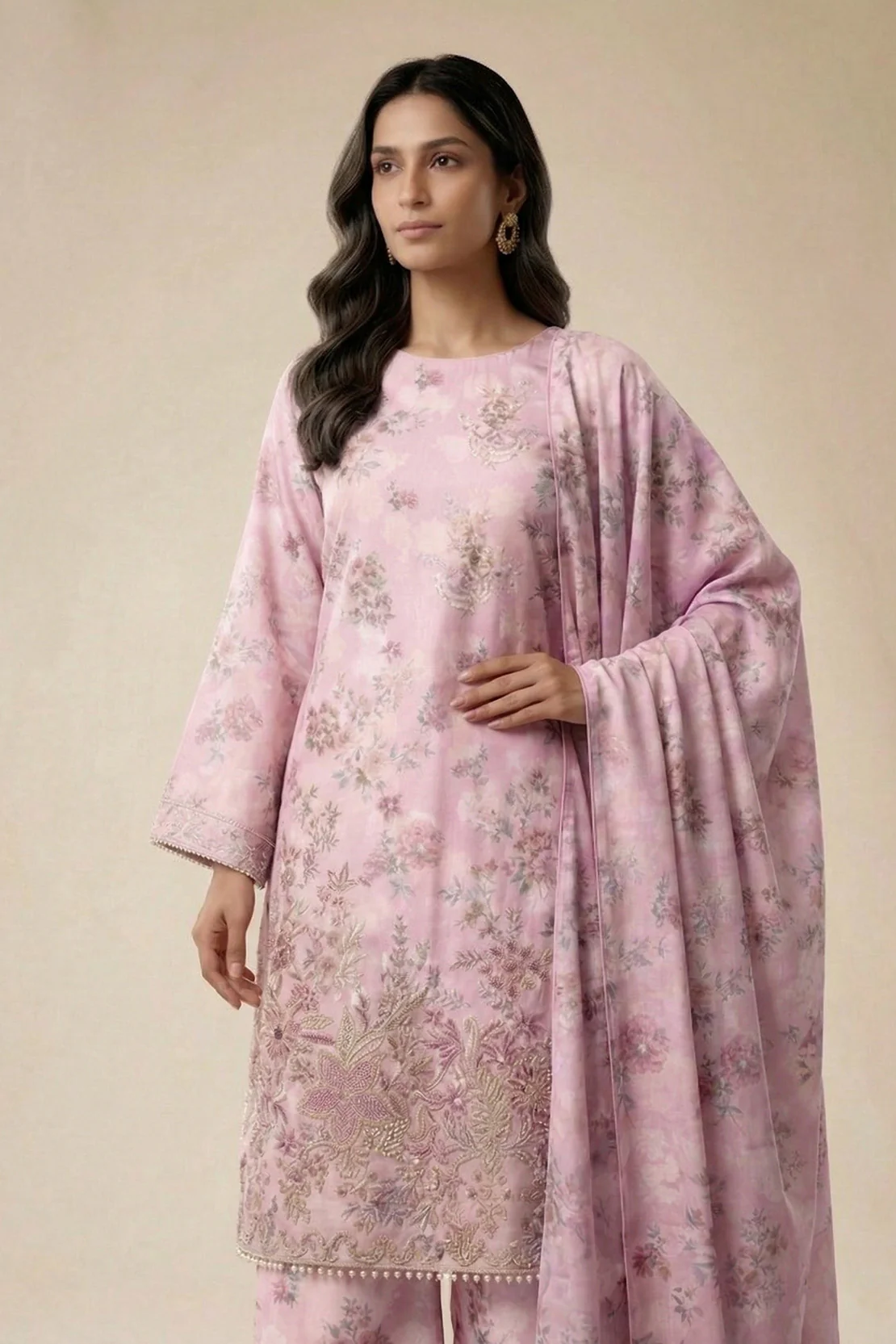 Embroidered - 3 Pc Lawn Suit - Image 4