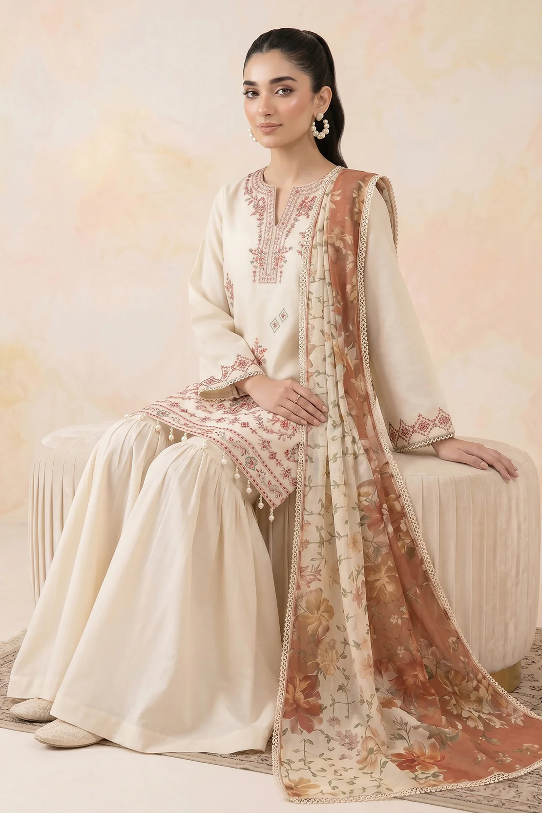 Embroidered - 2 Pc Lawn Suit (Printed Dupatta) - Image 3