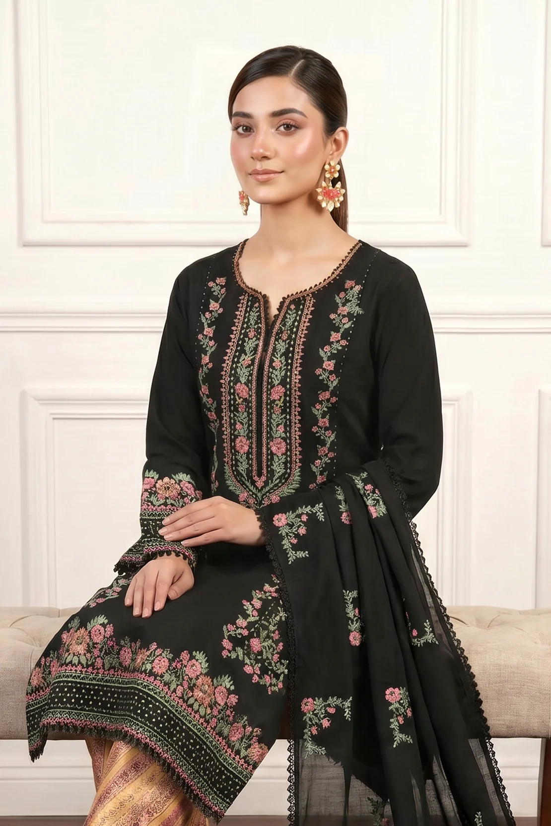 Embroidered - 3 Pc Lawn Suit - Image 3