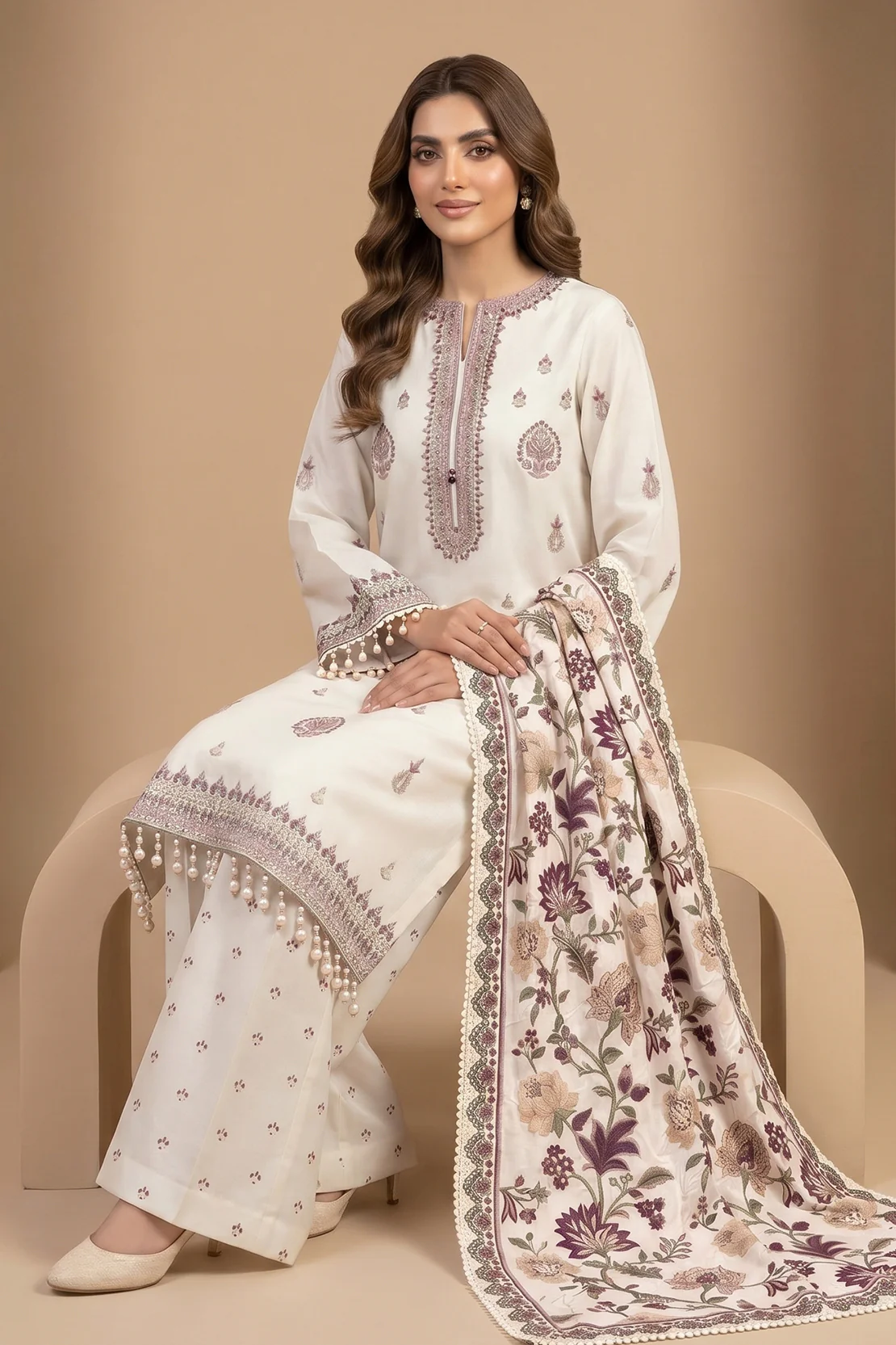 Embroidered - 3 Pc Lawn Suit - Image 3