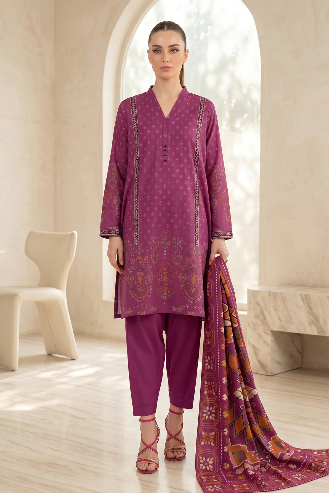 Embroidered - 2 Pc Lawn Suit - Image 3