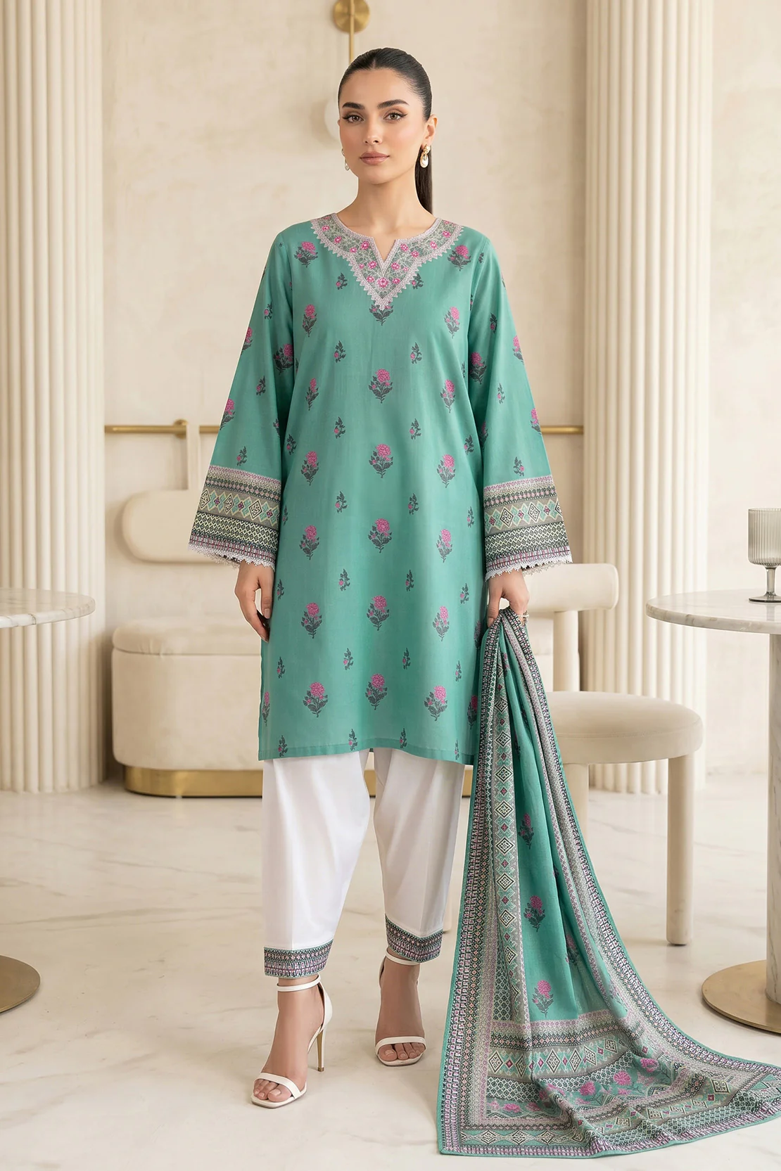 Embroidered - 2 Pc Lawn Suit