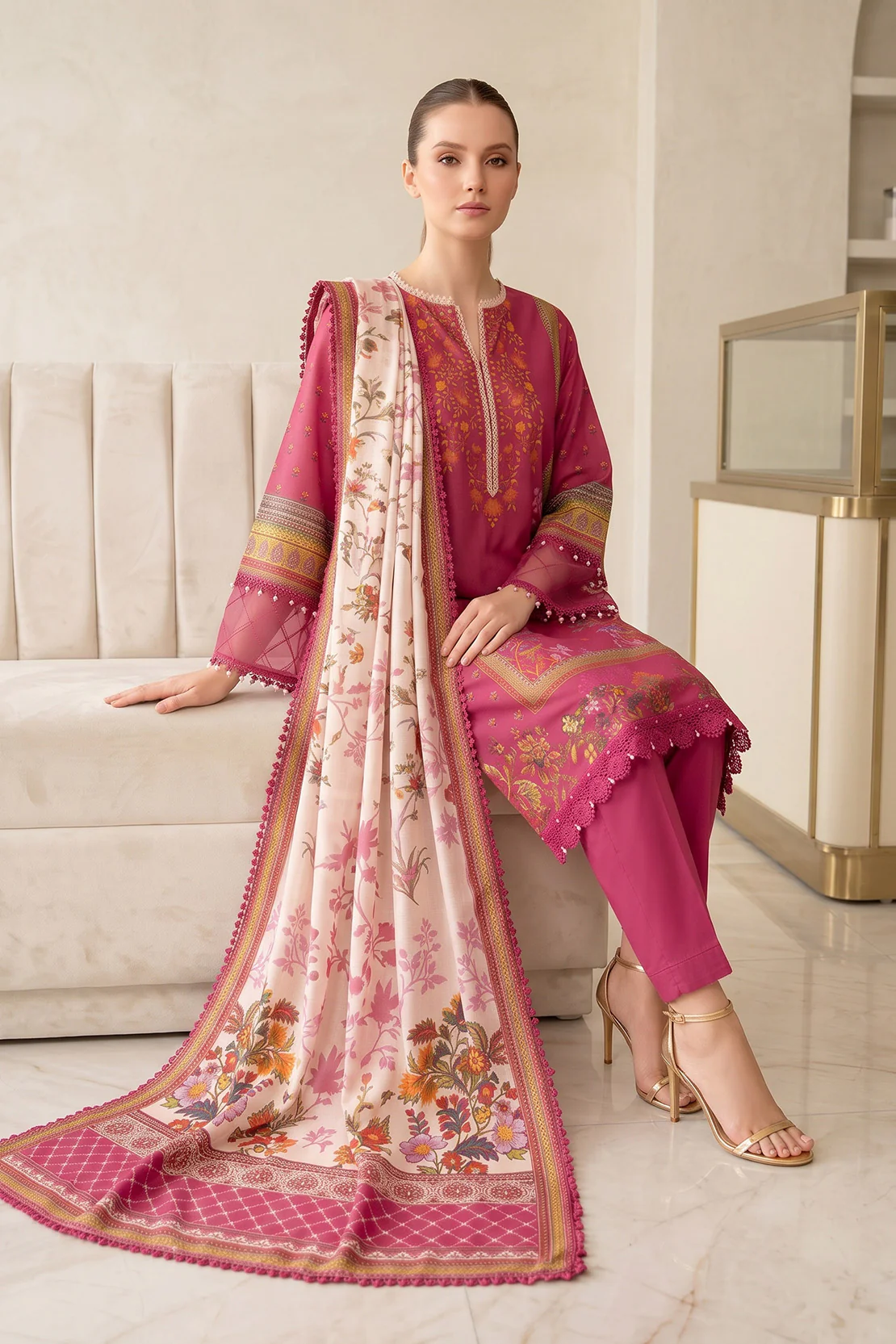 Printed - 3 Pc Lawn Suit - Image 2