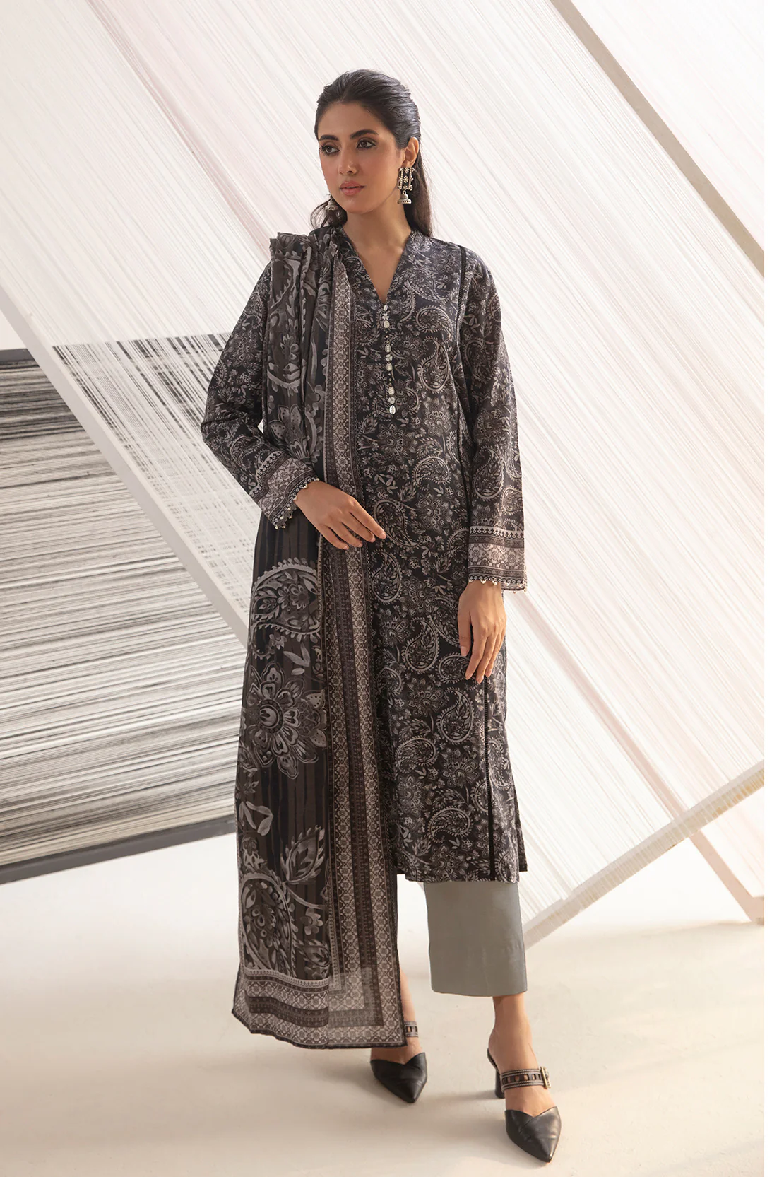 3 PC DIGITAL PRINT SHIRT & DUPPATA & DYED PANTS WITHOUT EMBROIDERY