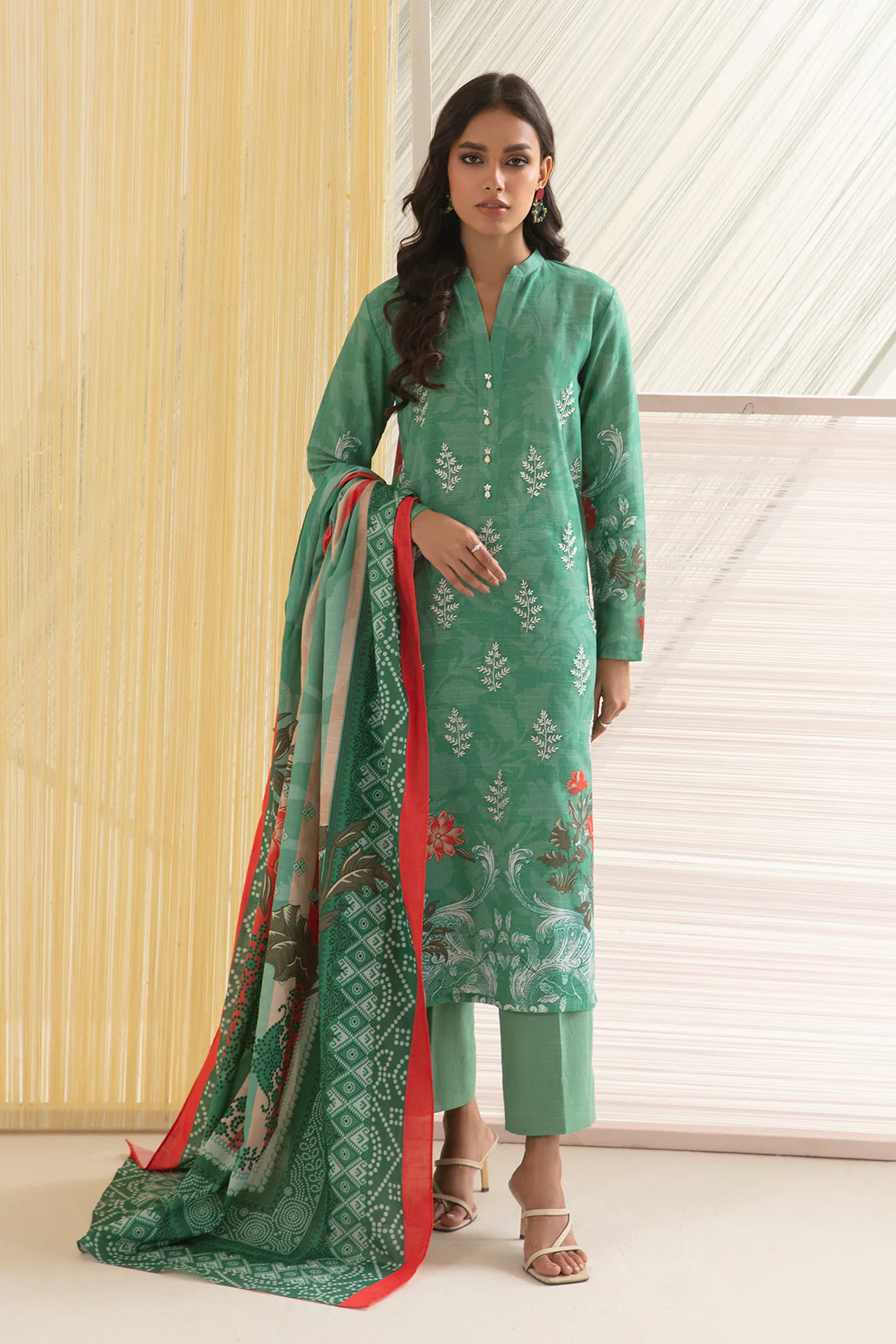 2 PC DIGITAL PRINT SHIRT & DUPPATA WITH EMBROIDERY