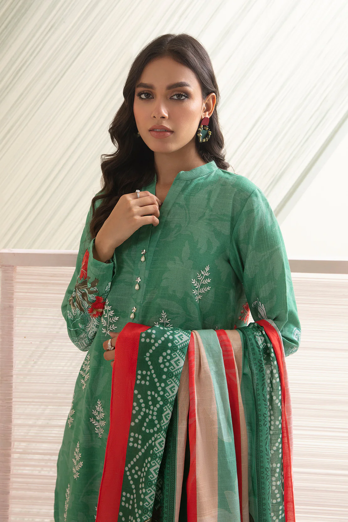 2 PC DIGITAL PRINT SHIRT & DUPPATA WITH EMBROIDERY - Image 3