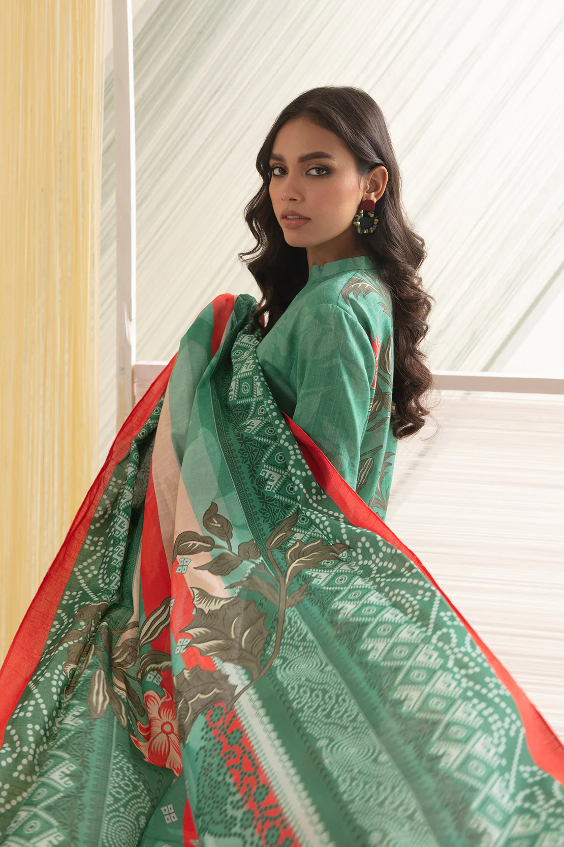 2 PC DIGITAL PRINT SHIRT & DUPPATA WITH EMBROIDERY - Image 4