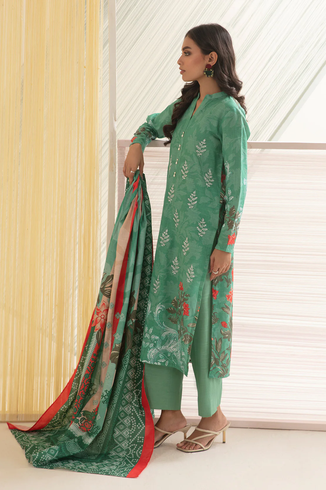 2 PC DIGITAL PRINT SHIRT & DUPPATA WITH EMBROIDERY - Image 5