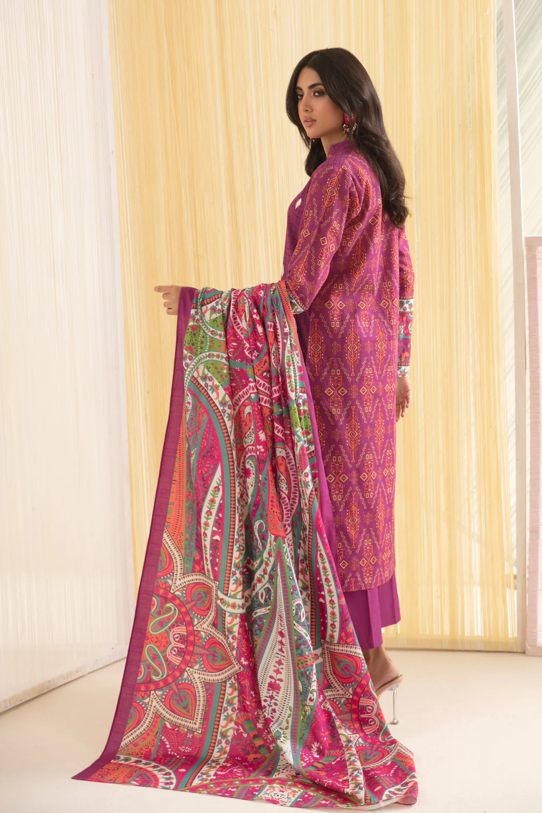 2 PC DIGITAL PRINT KHADDAR SHIRT & KHADDAR DUPPATA WITH EMBROIDERY - Image 3