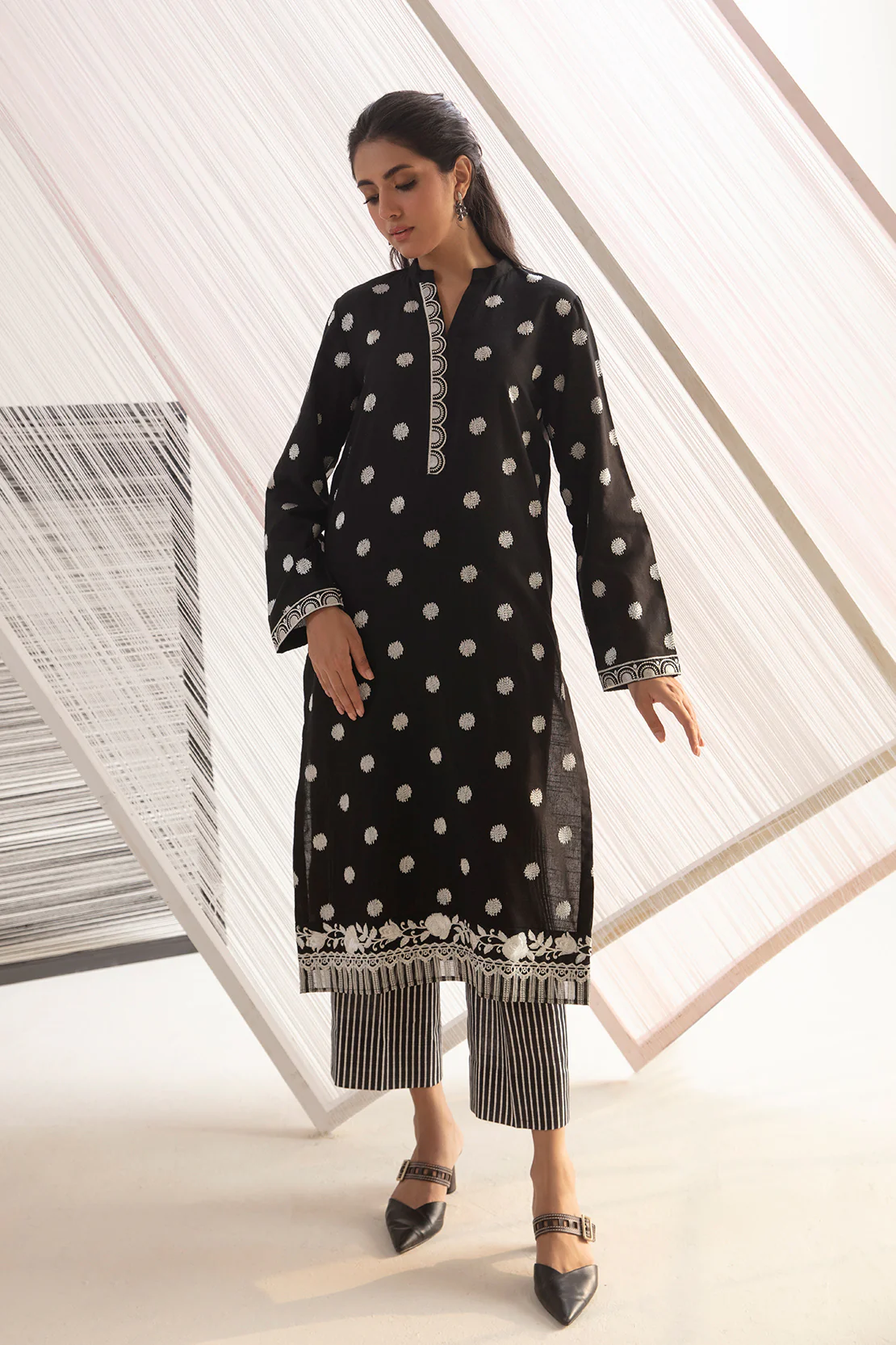2 PIECE - EMBROIDERED SHIRT WITH PRINTED TROUSERS - Image 2
