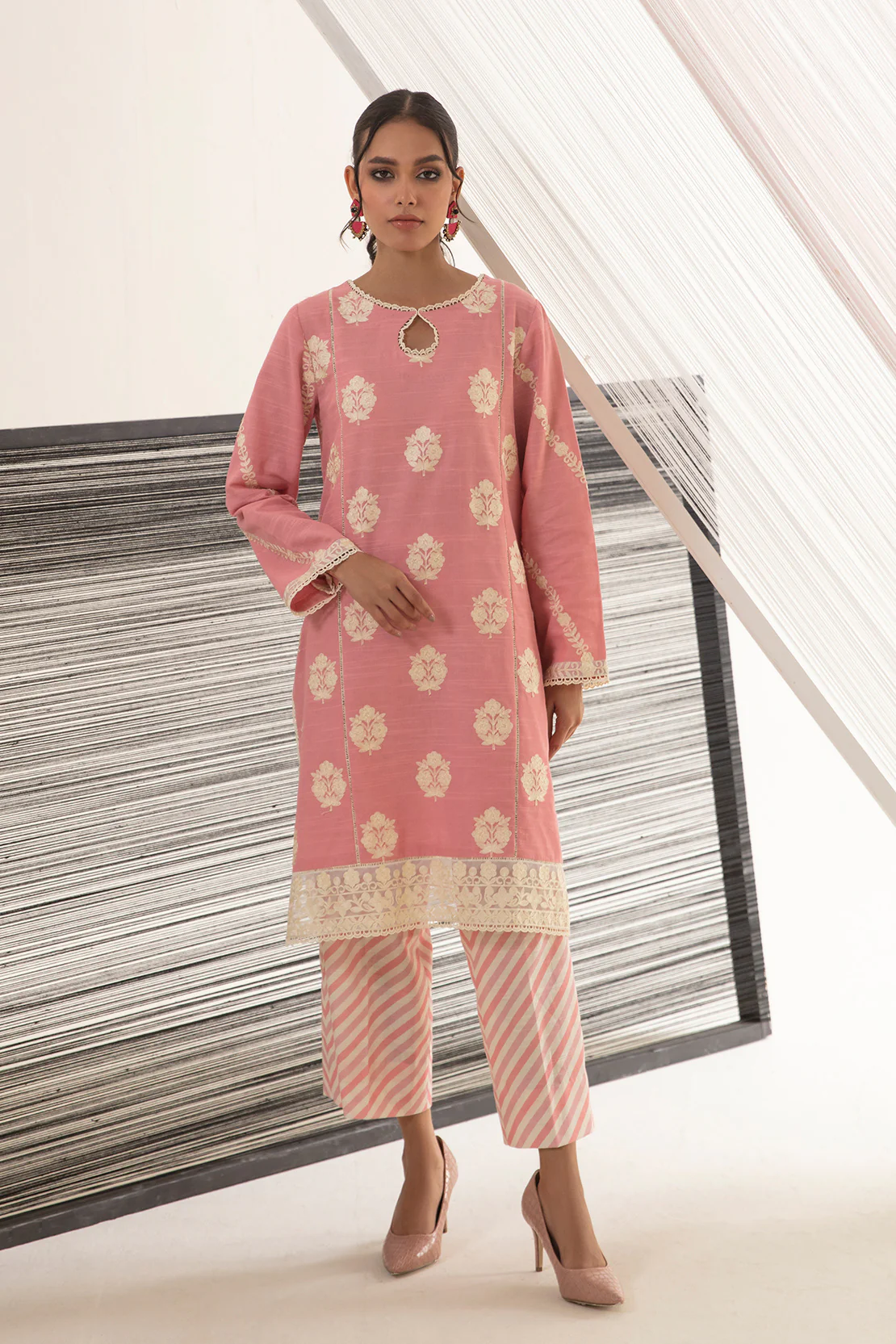 2 PIECE - EMBROIDERED SHIRT WITH PRINTED TROUSERS - Image 2