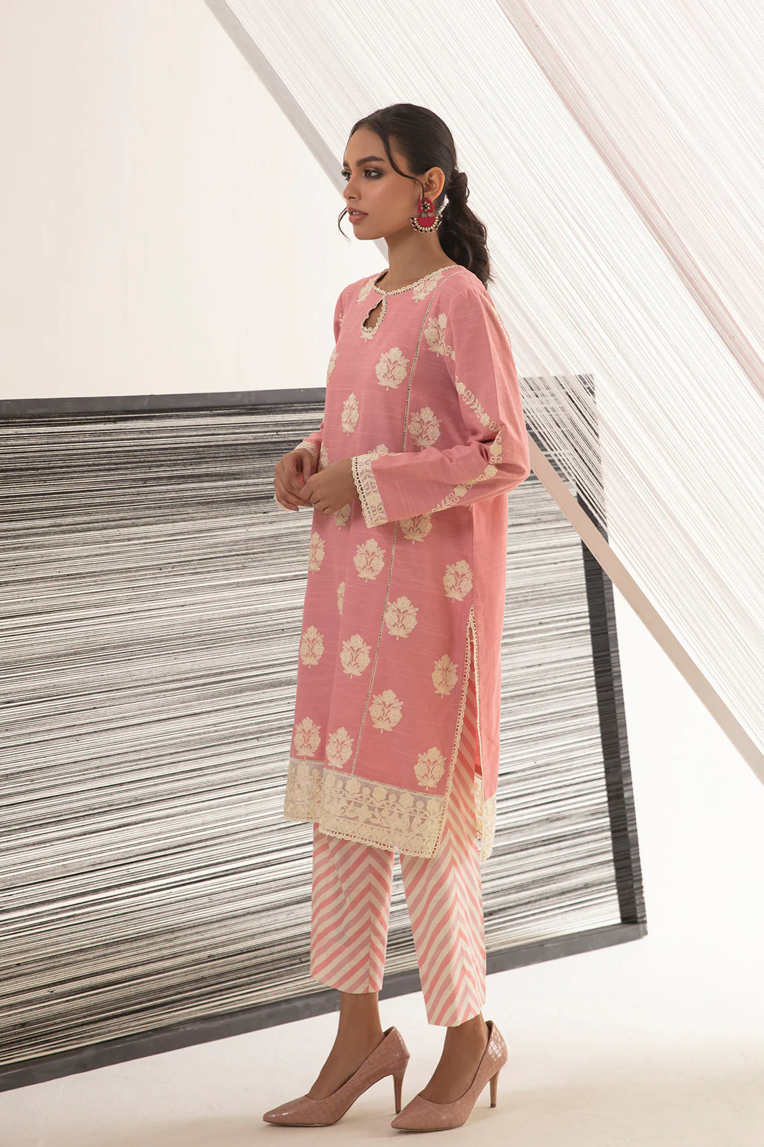 2 PIECE - EMBROIDERED SHIRT WITH PRINTED TROUSERS - Image 3