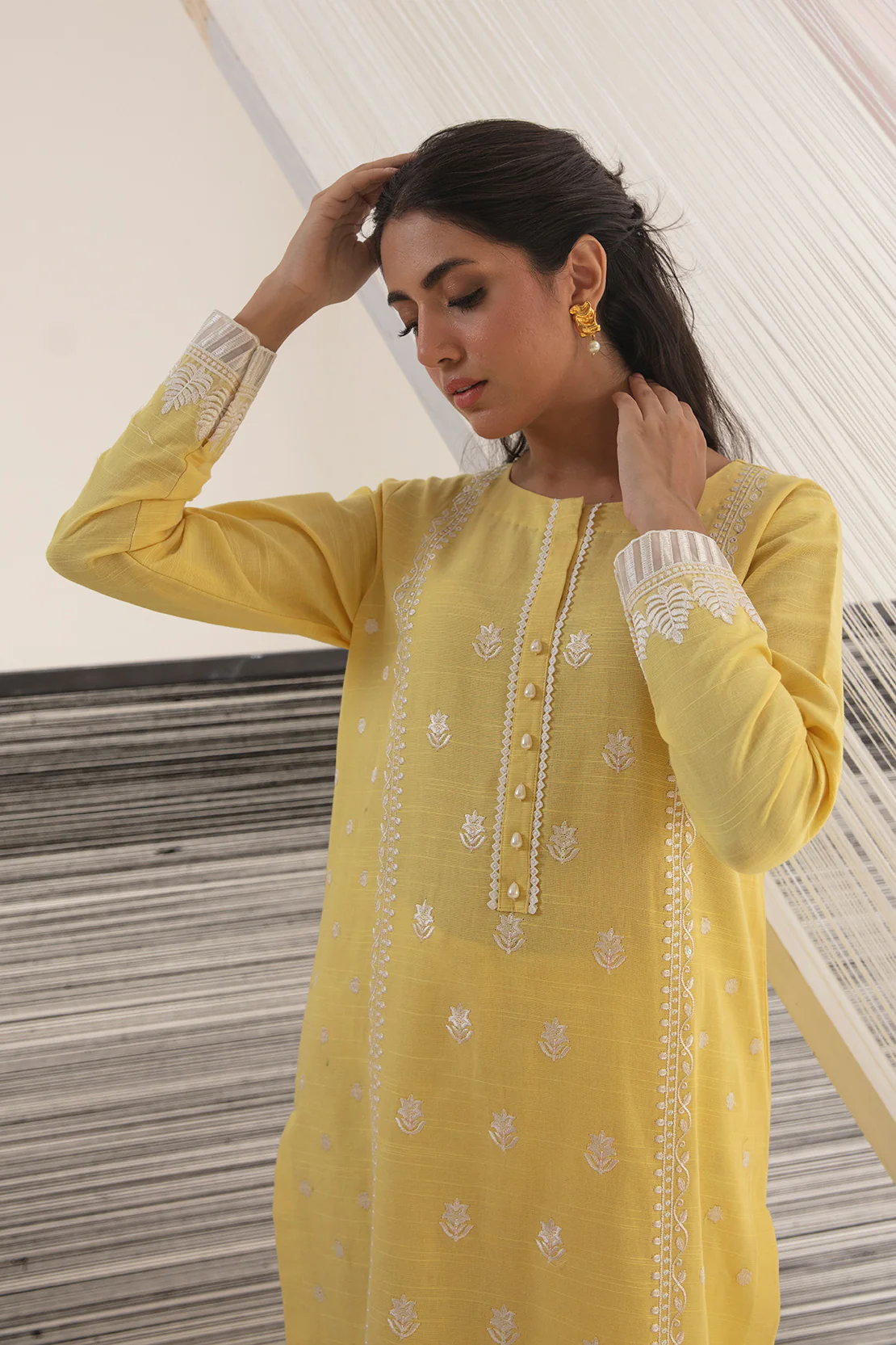 2 PIECE - EMBROIDERED SHIRT WITH PRINTED TROUSERS - Image 2