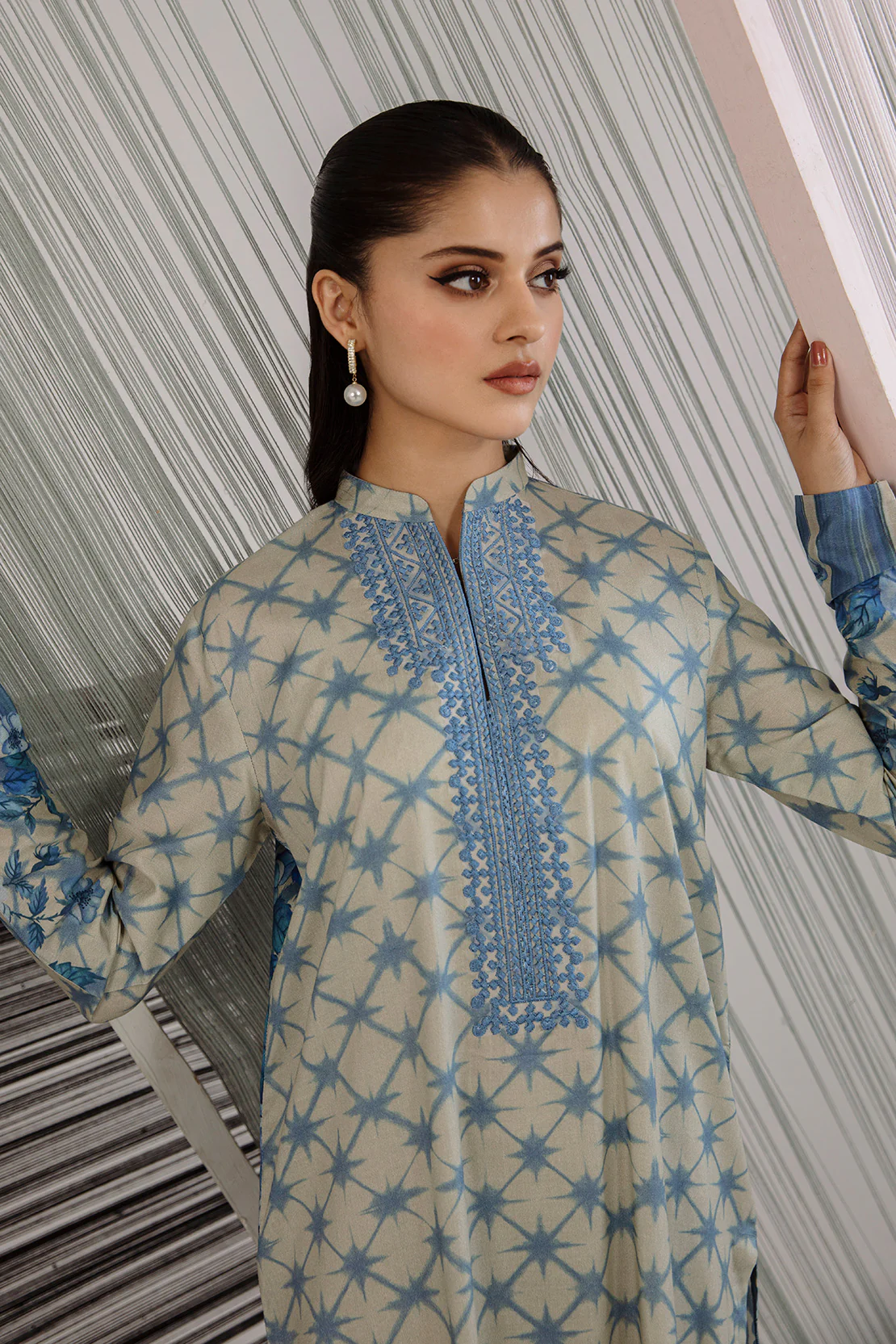 Digital Printed Embroidered Shirt - Image 4