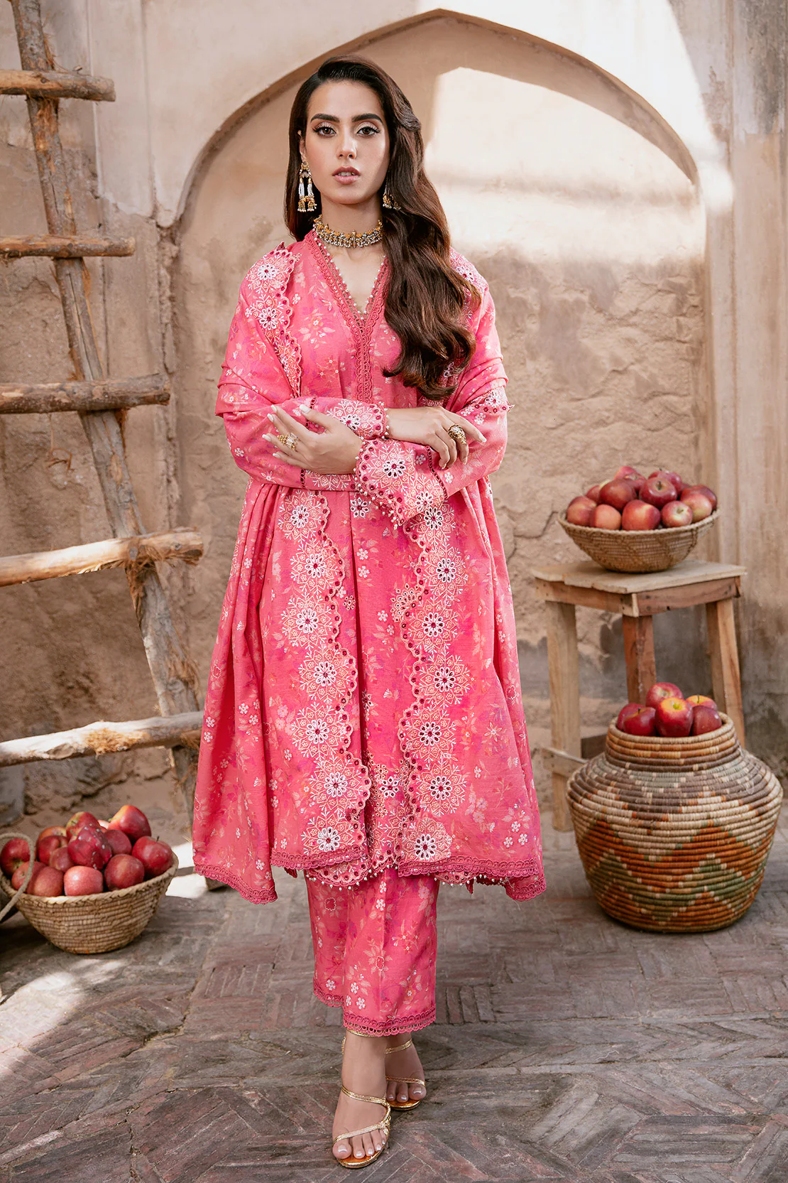 3 PIECE - EMBROIDERED KHADDAR SUIT WITH KHADDAR SHAWL