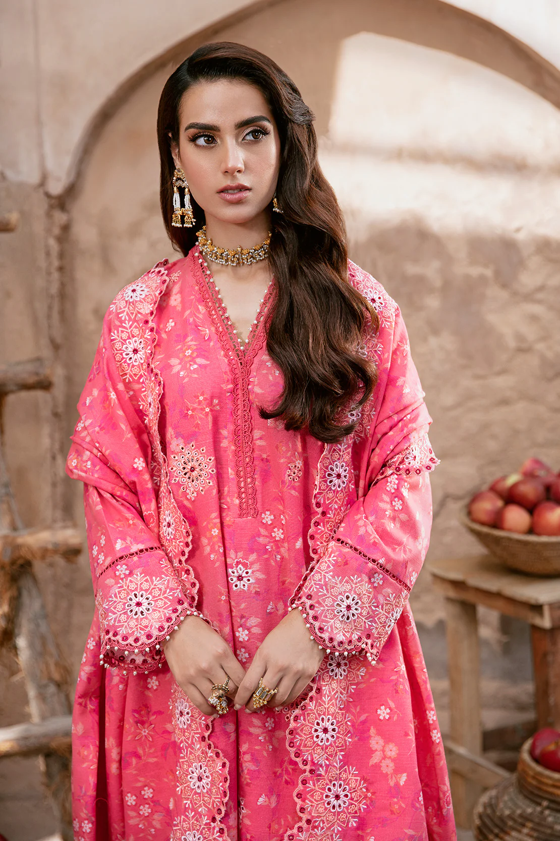 3 PIECE - EMBROIDERED KHADDAR SUIT WITH KHADDAR SHAWL - Image 5