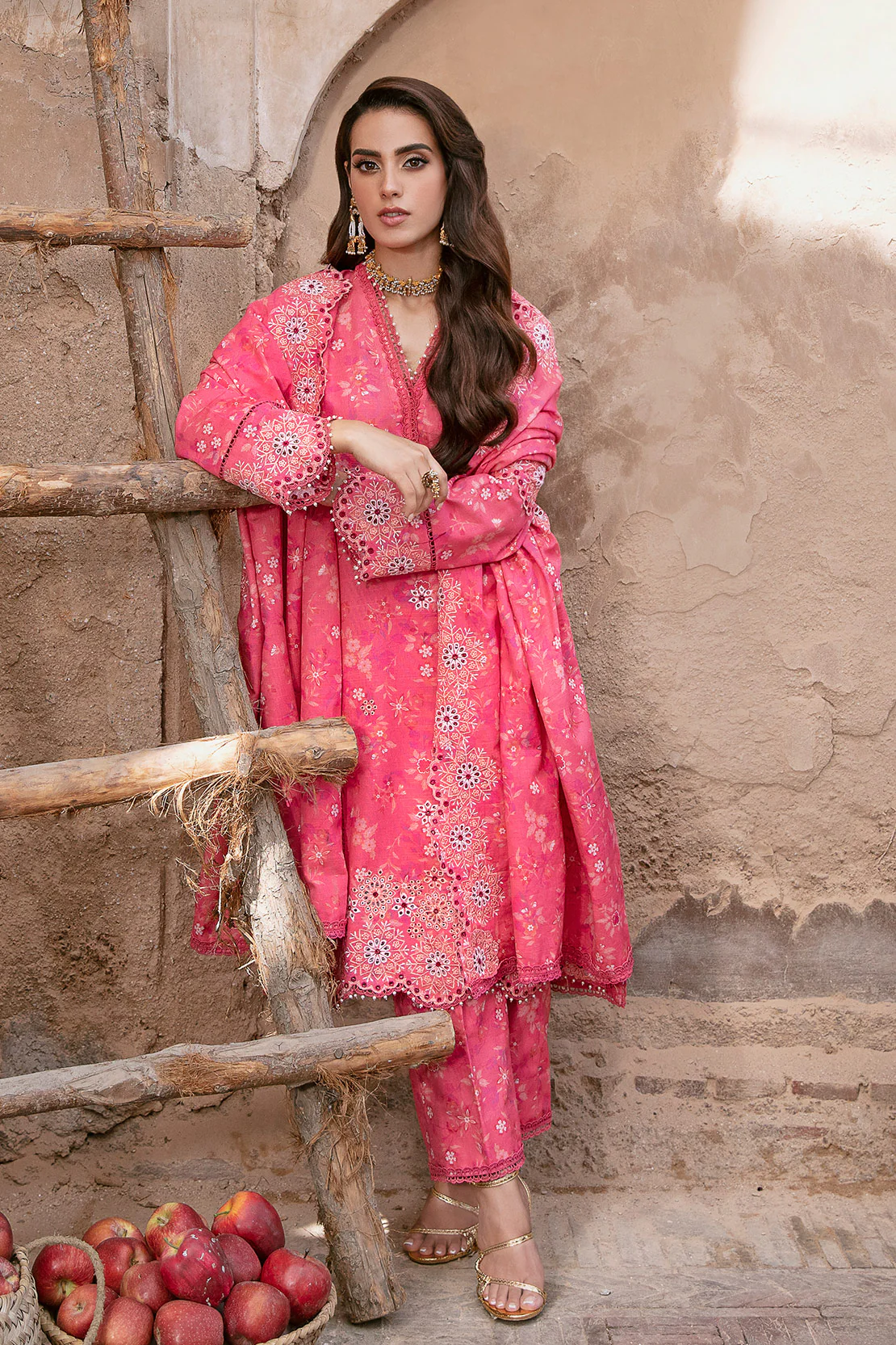 3 PIECE - EMBROIDERED KHADDAR SUIT WITH KHADDAR SHAWL - Image 8