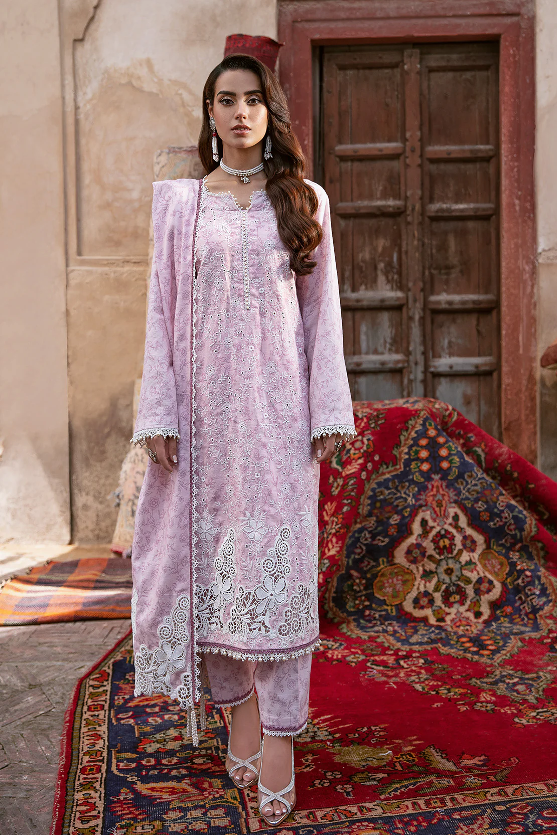 3 PIECE - EMBROIDERED KHADDAR SUIT WITH KHADDAR SHAWL - Image 2