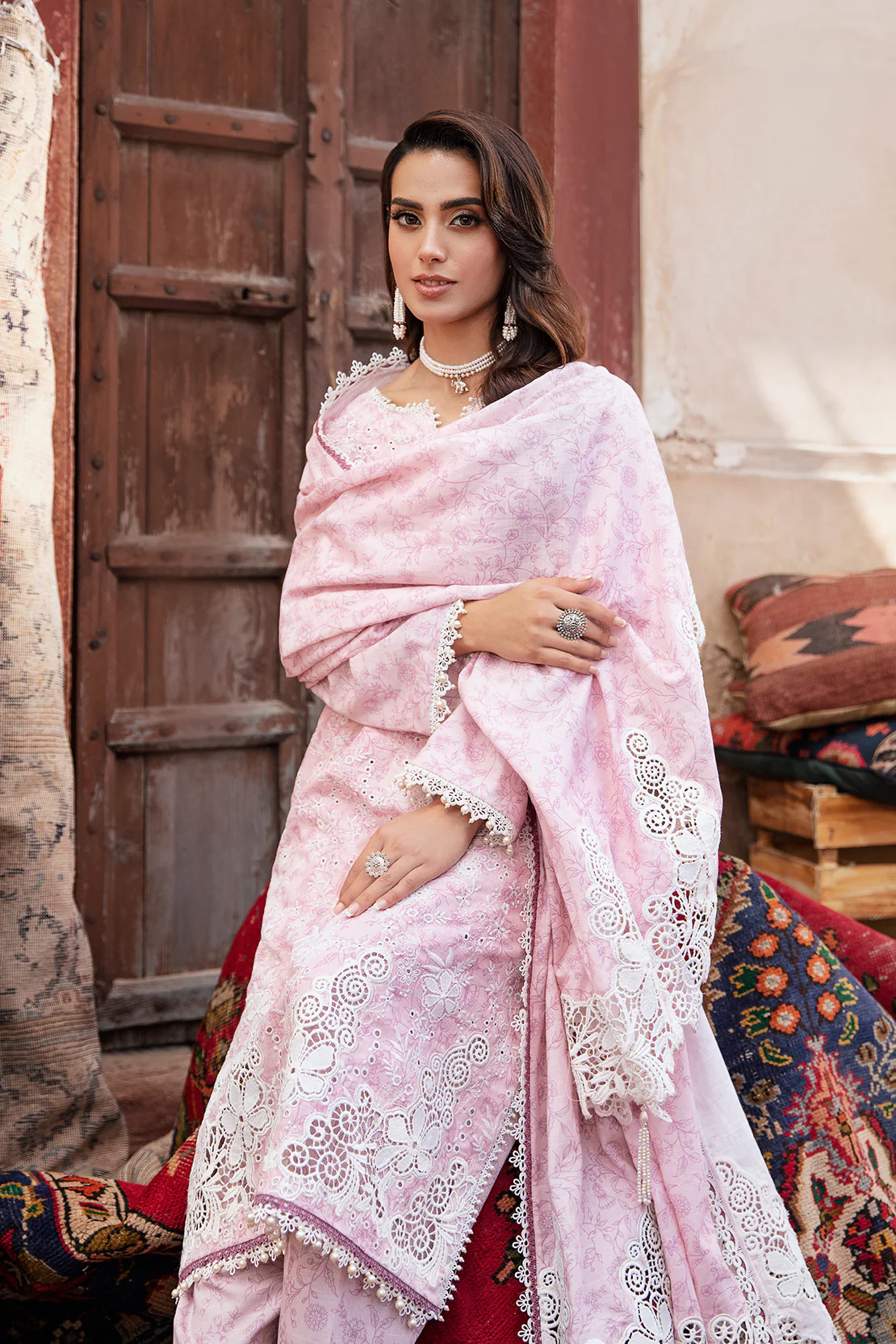 3 PIECE - EMBROIDERED KHADDAR SUIT WITH KHADDAR SHAWL - Image 9