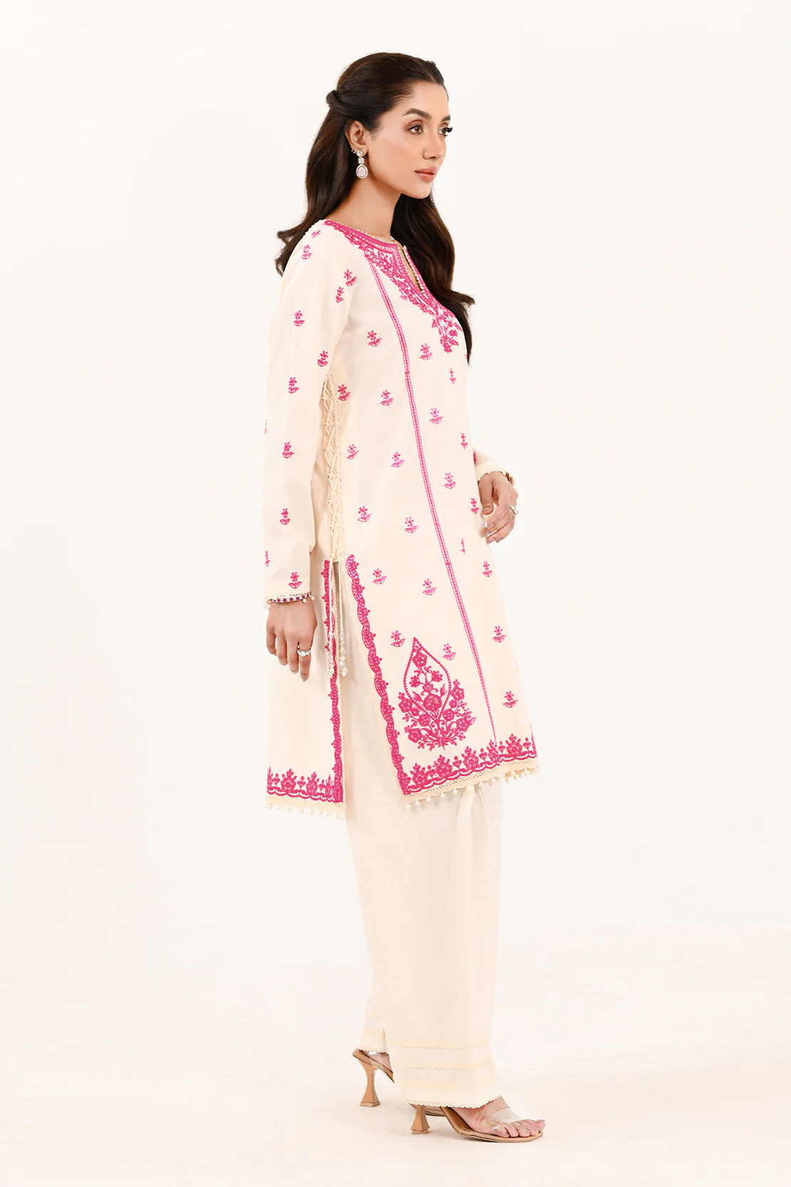Embroidered - 2 Pc Cotton Linen Suit - Image 4