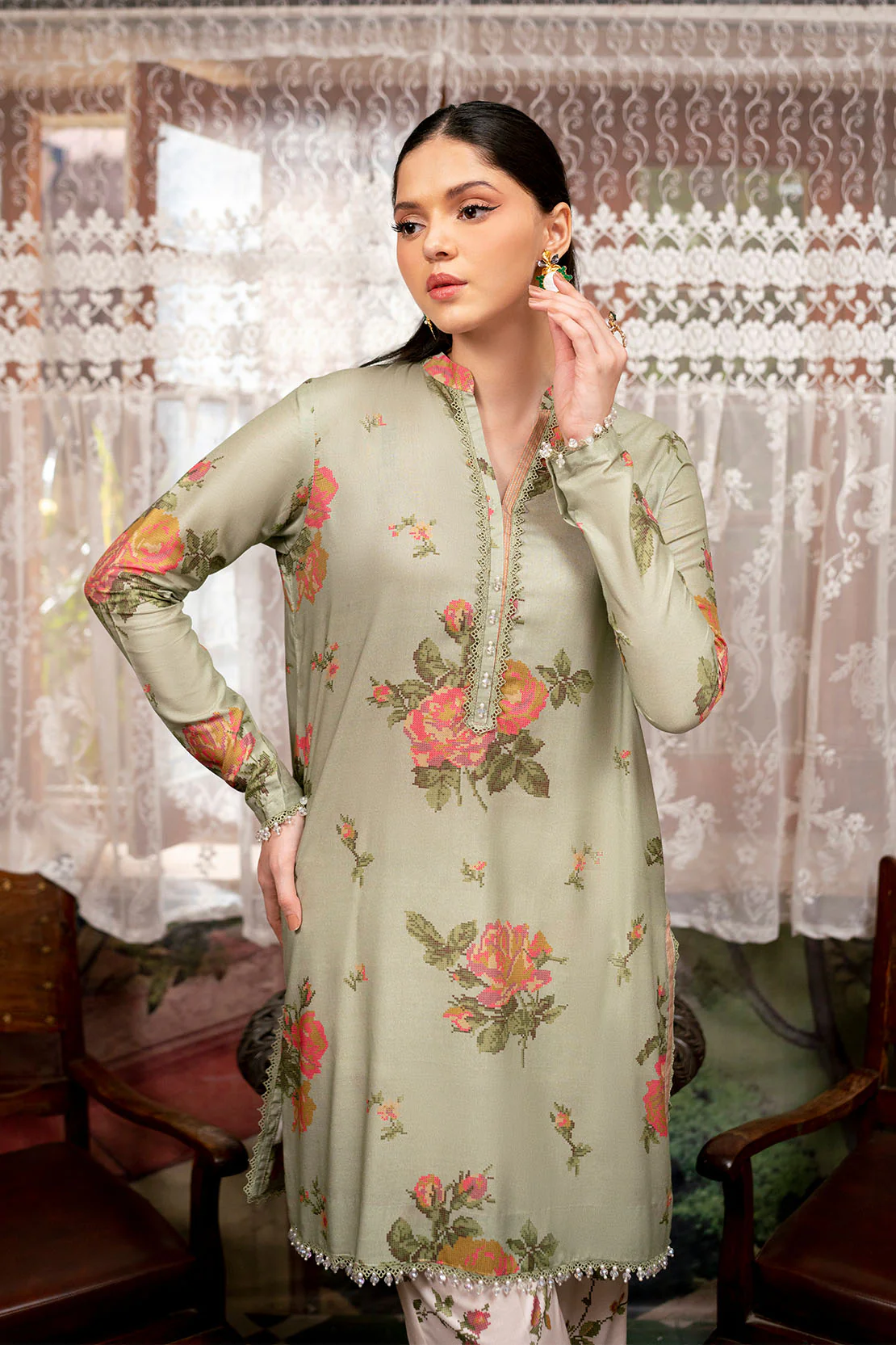 Printed - 2 Pc Linen Suit - Image 2