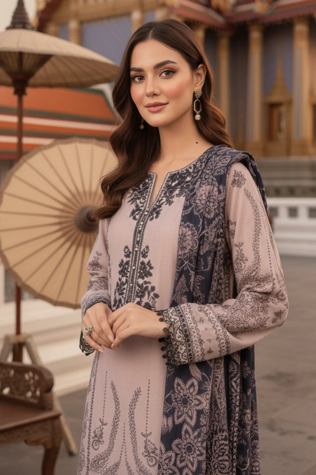 Embroidered - 3 Pc Khaddar Suit - Image 2