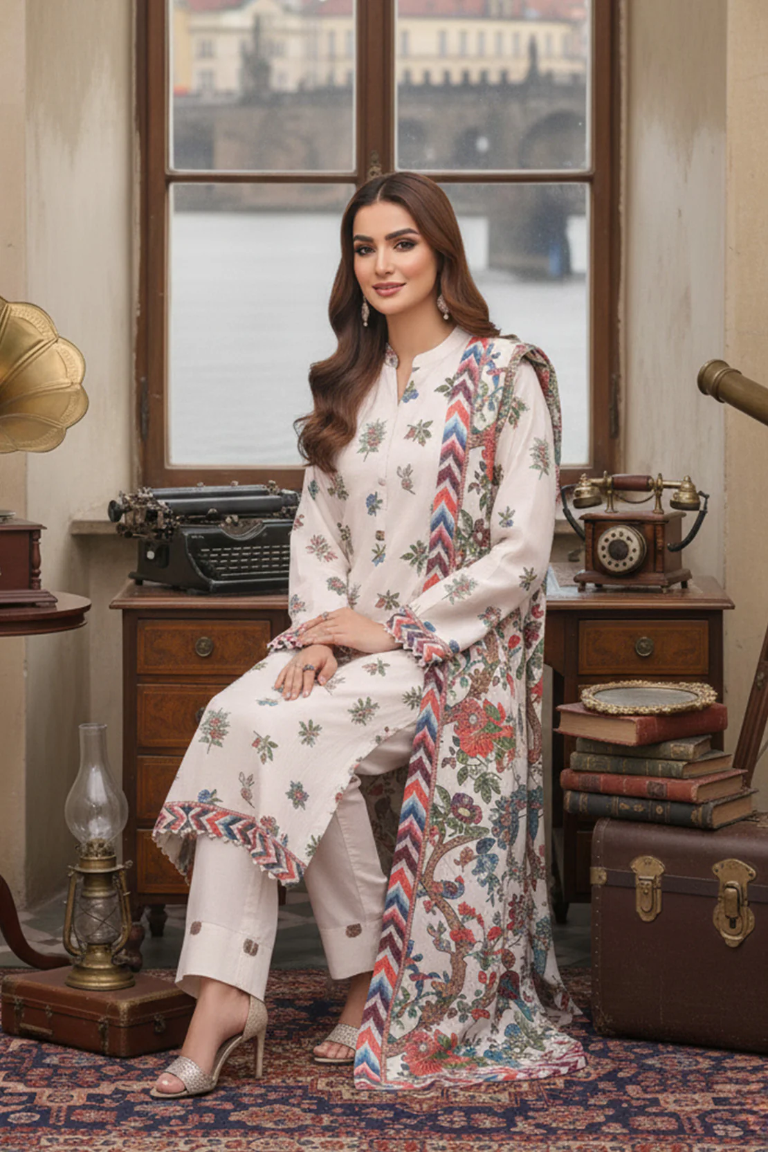 Printed - 3 Pc Khaddar Suit - Image 3