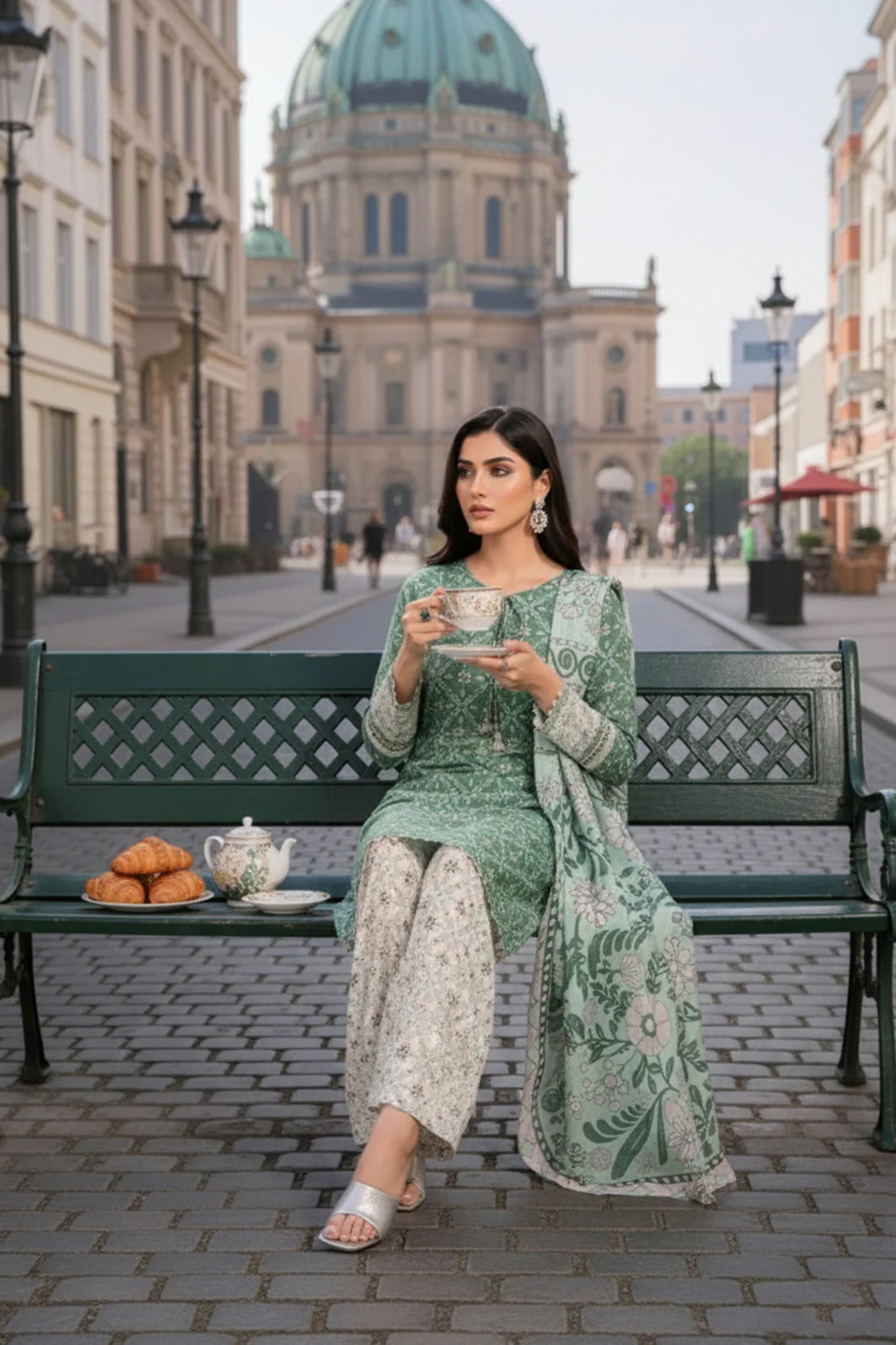 Printed - 3 Pc Khaddar Suit - Image 3
