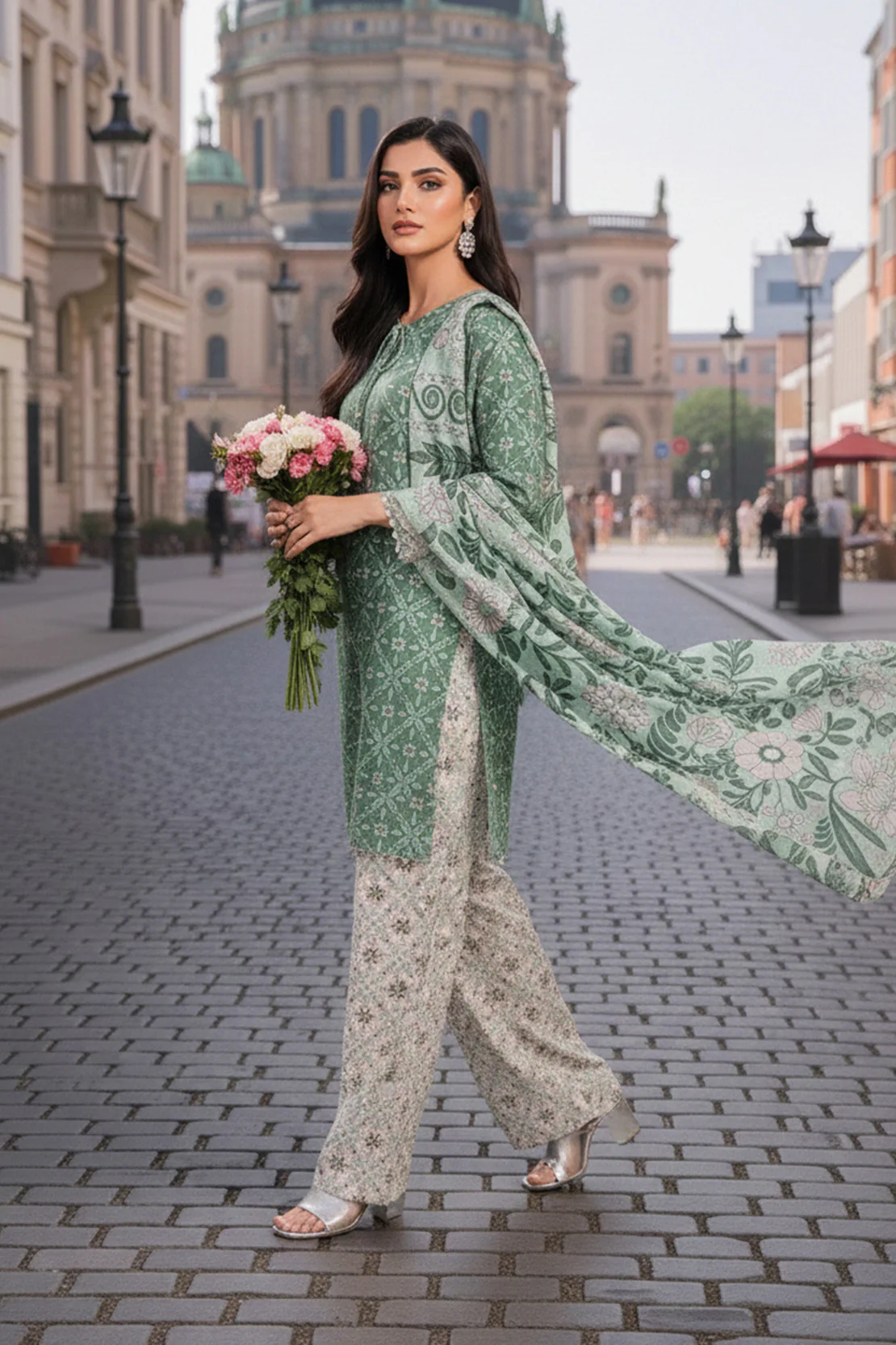 Printed - 3 Pc Khaddar Suit - Image 5