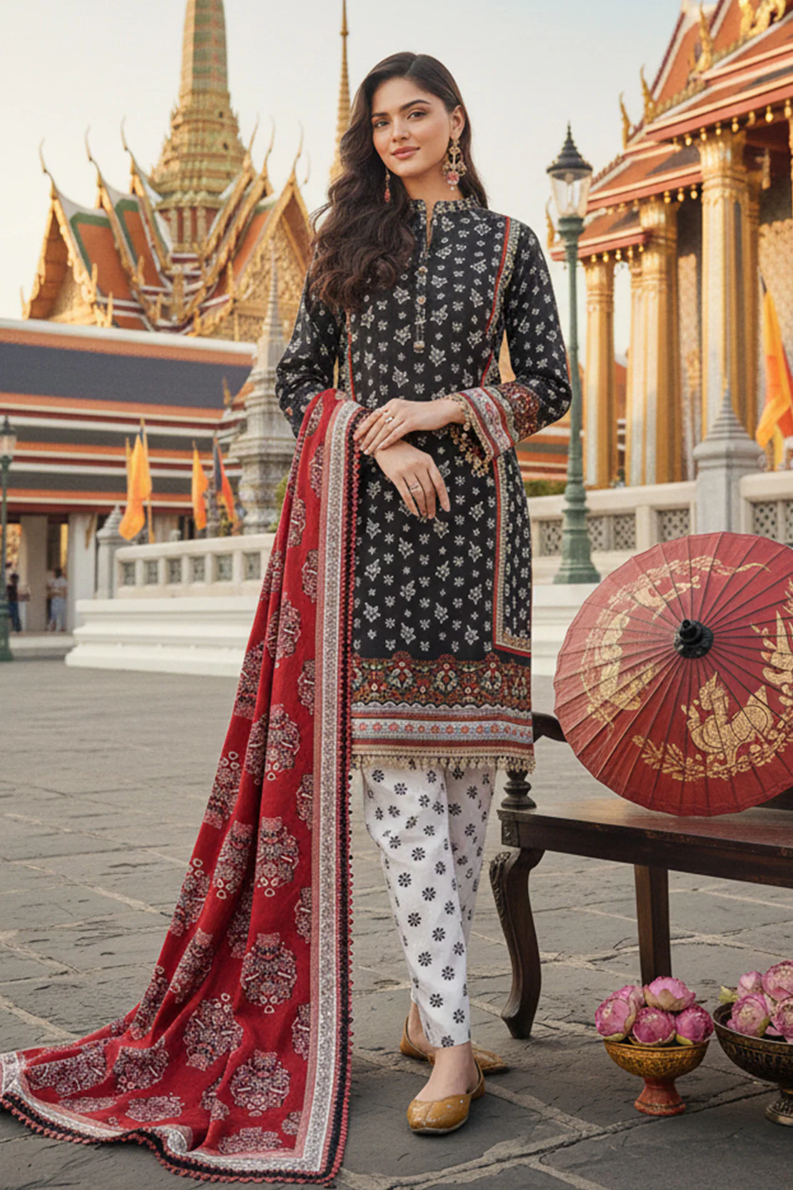 Embroidered - 3 Pc Khaddar Suit - Image 3