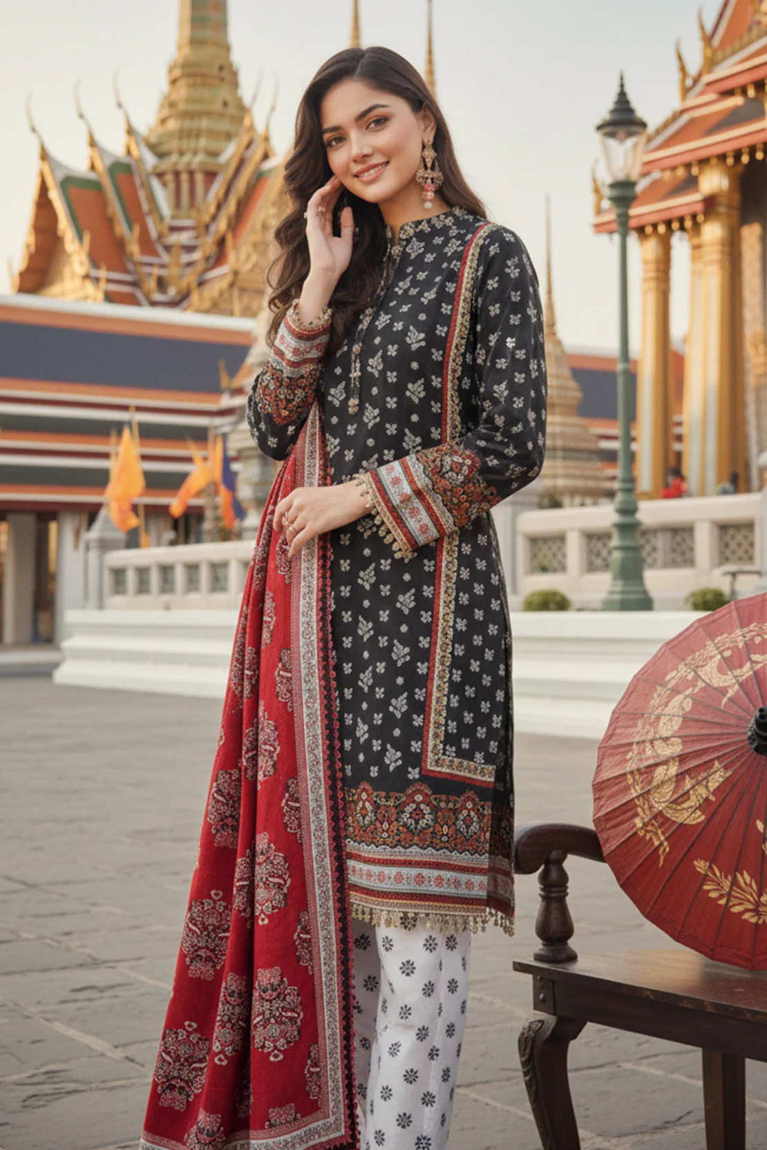 Embroidered - 3 Pc Khaddar Suit - Image 4