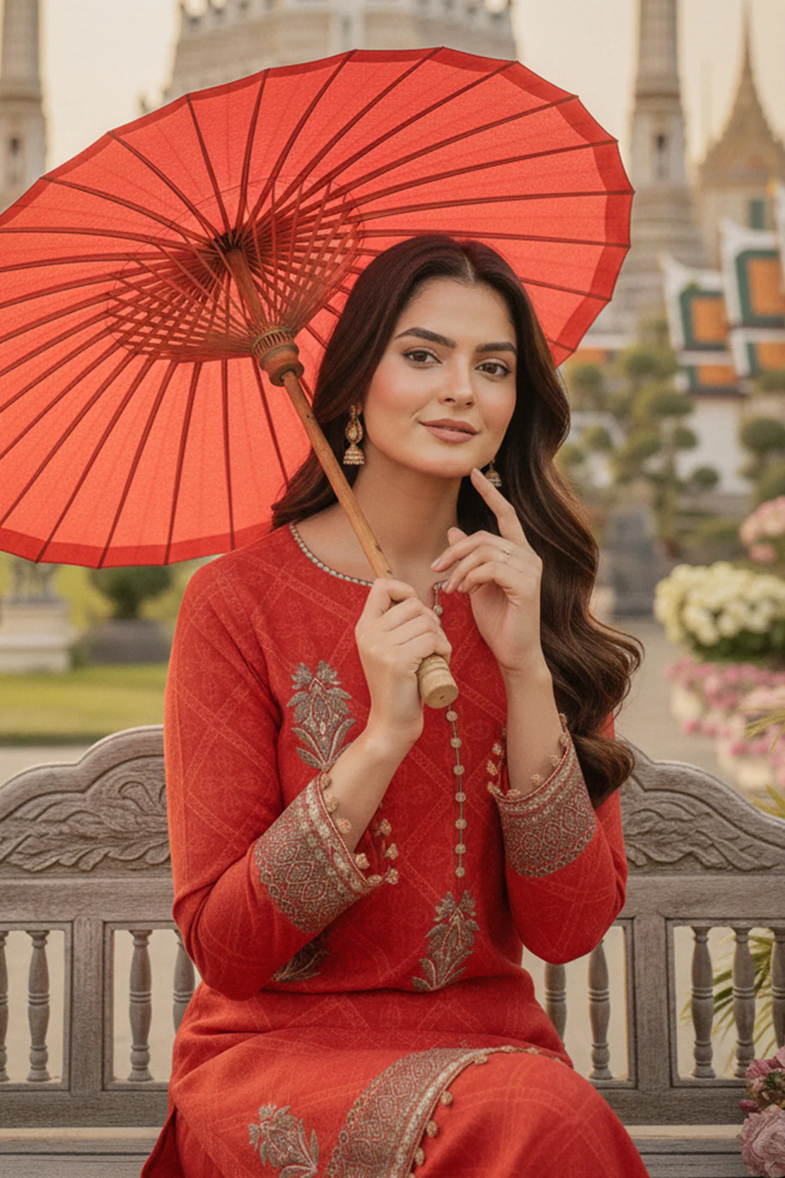 Embroidered - 3 Pc Khaddar Suit (Stitched) - Image 2