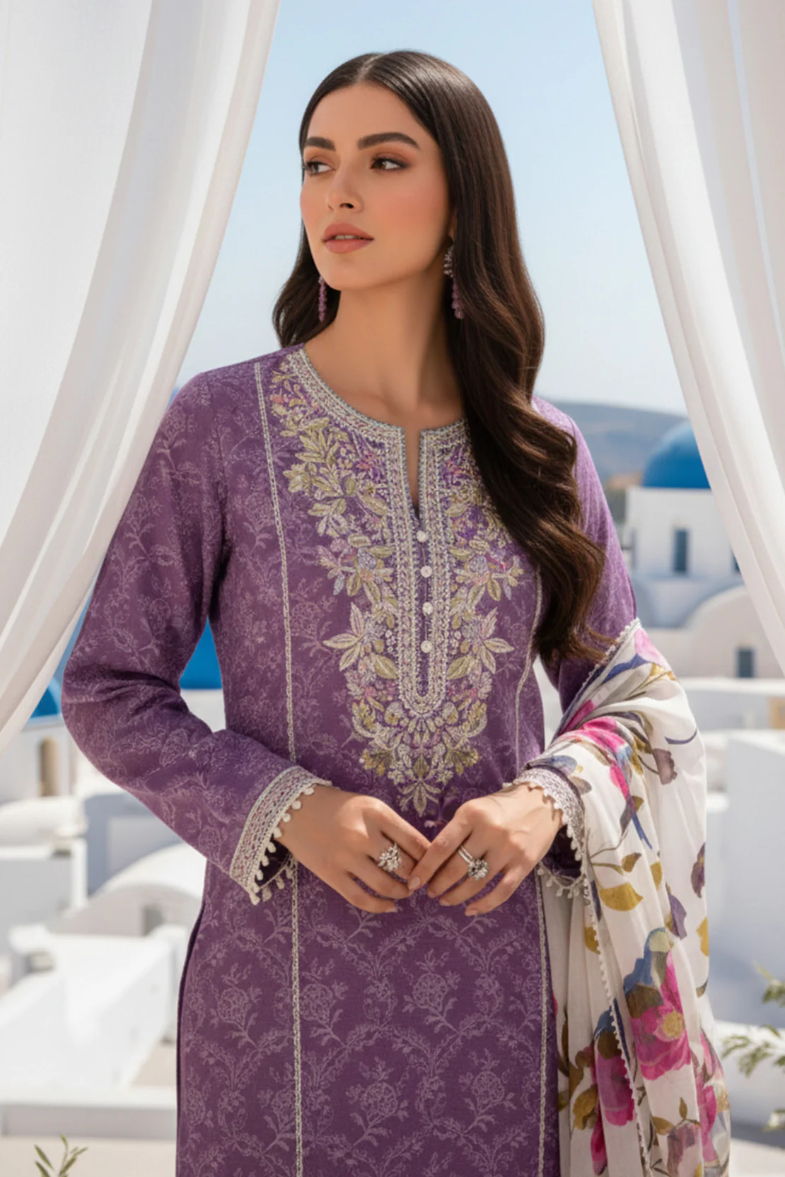 Embroidered - 3 Pc Khaddar Suit - Image 2