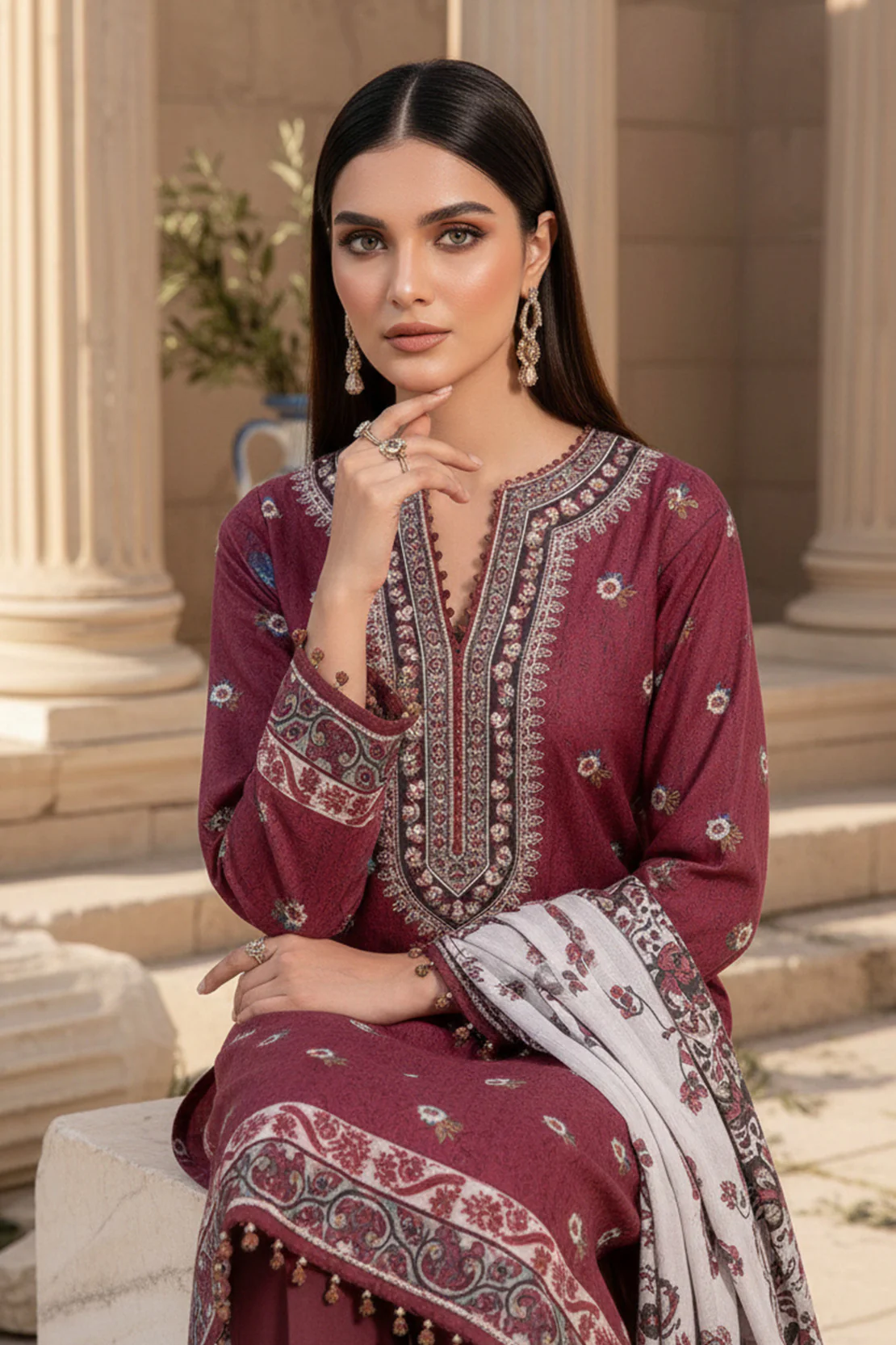 Embroidered - 3 Pc Khaddar Suit - Image 4