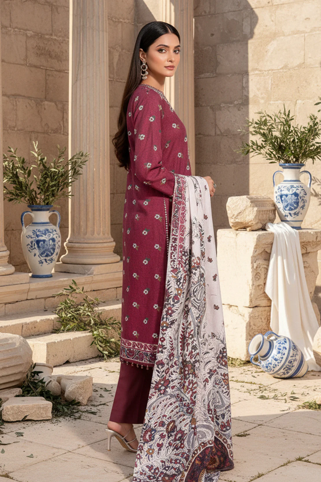 Embroidered - 3 Pc Khaddar Suit - Image 5