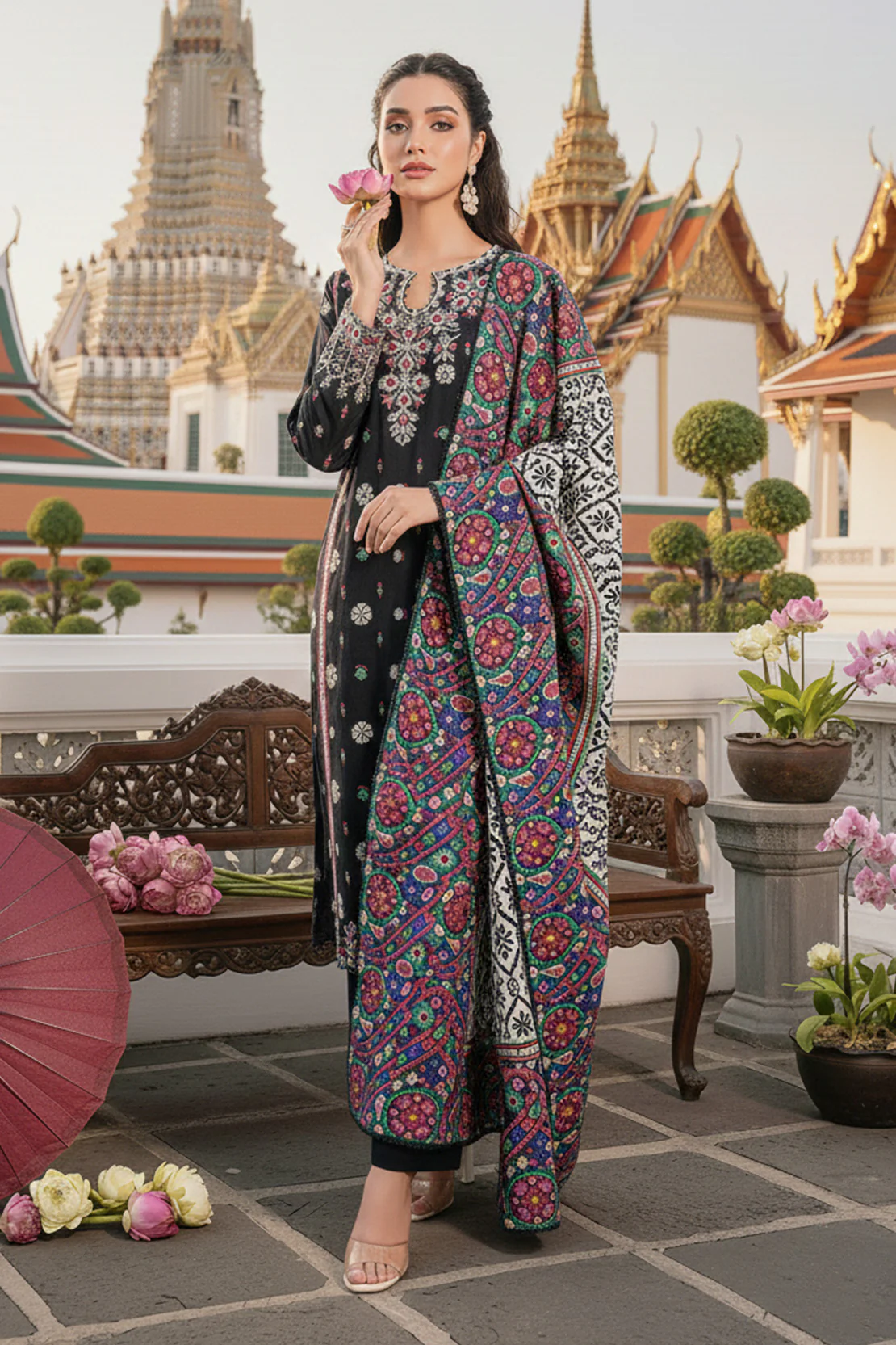 Embroidered - 3 Pc Khaddar Suit - Image 5